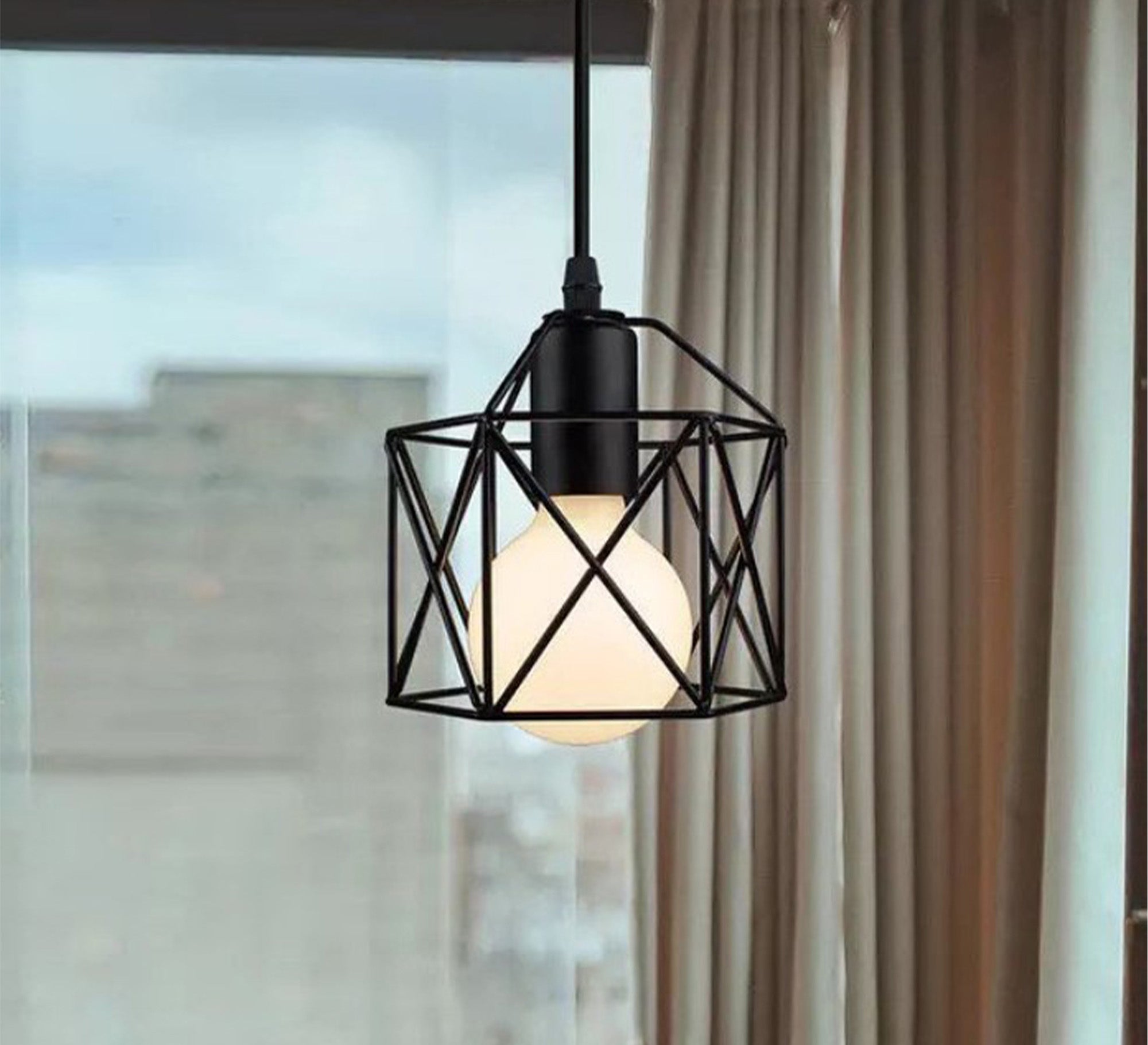 Hanging with a ribbed metal cage - Vitrine Furniture - Lighting