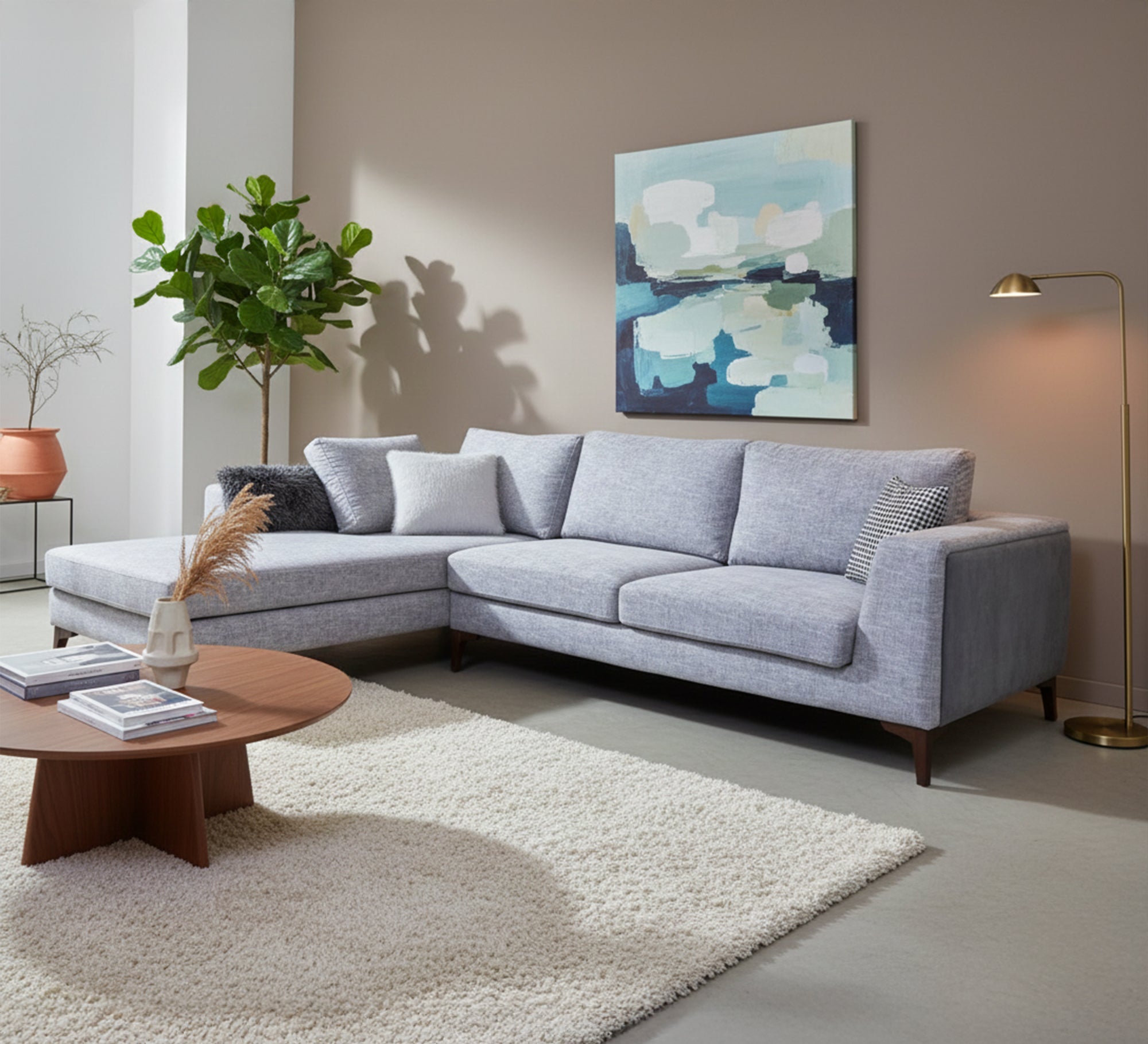 High - Leg Corner Sofa with Style & Comfort - Vitrine Furniture - L - shape sofa set