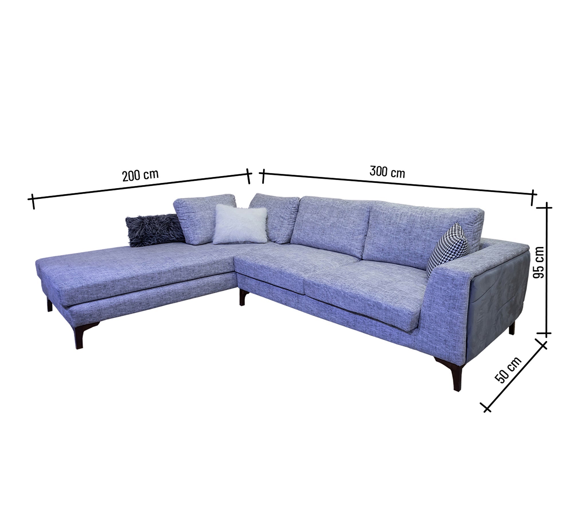 High - Leg Corner Sofa with Style & Comfort - Vitrine Furniture - L - shape sofa set