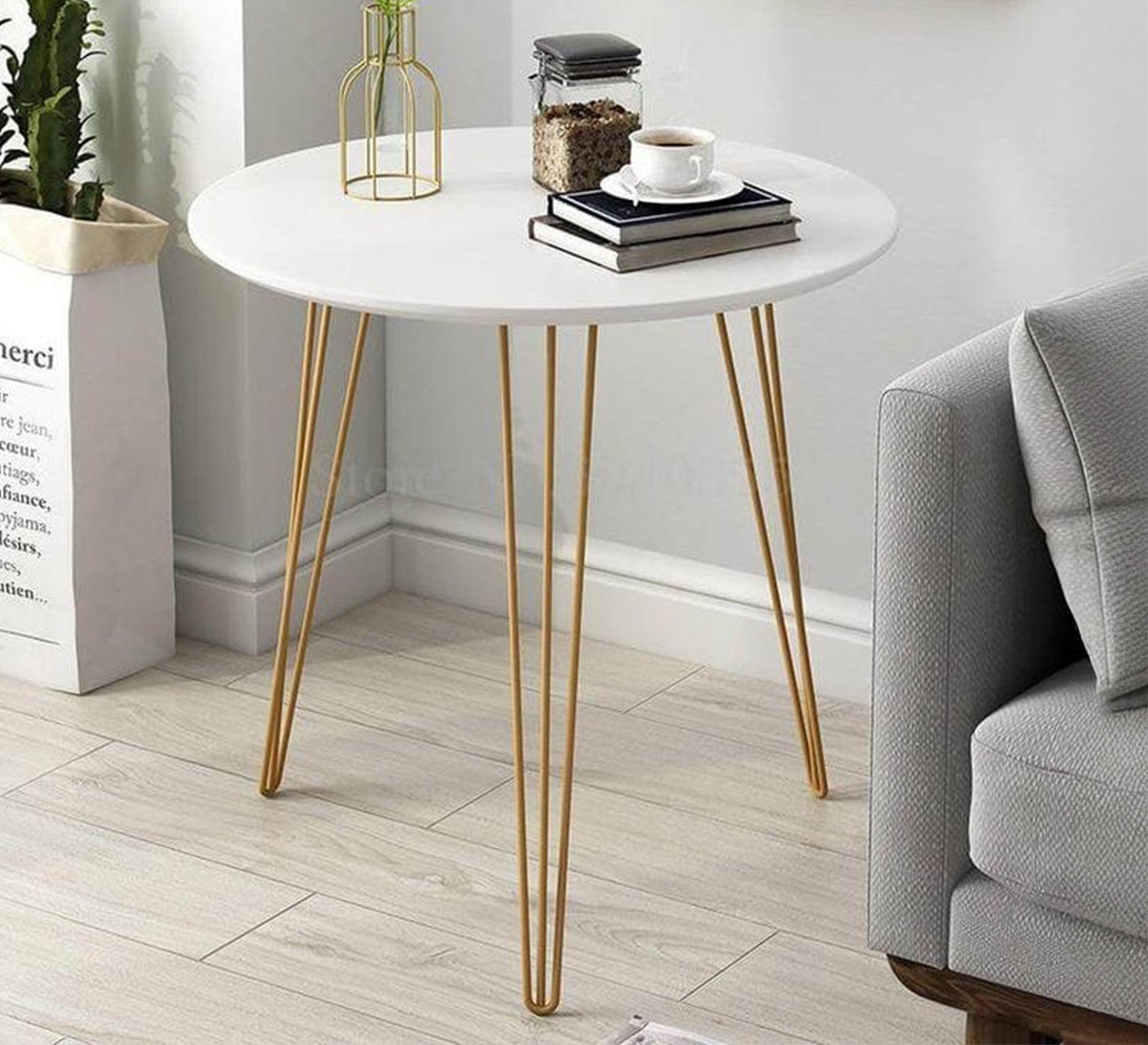 High side table with a circular marble top - Vitrine Furniture - Furniture