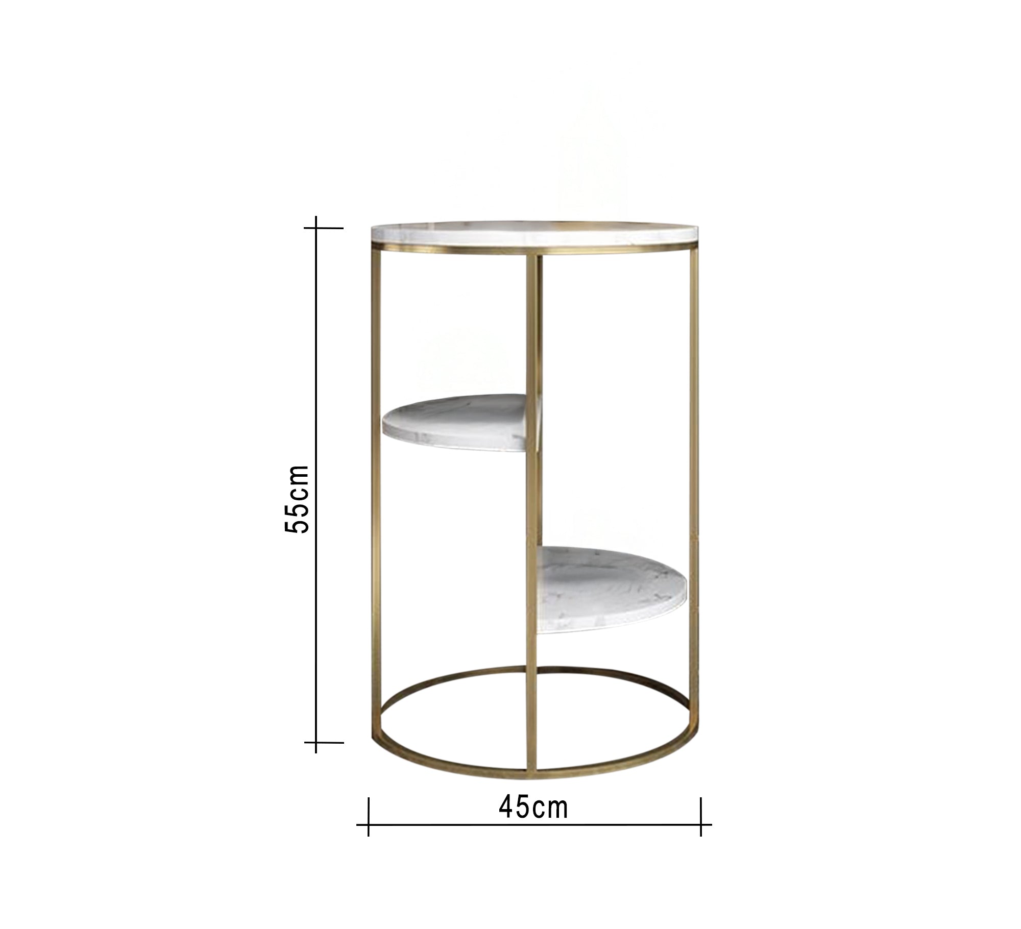 High side table with three white marble shelves - Vitrine Furniture - Furniture