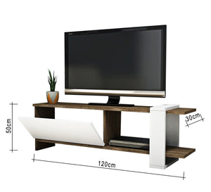 Home Elegance: Sleek White & Dark Brown TV Table - Vitrine Furniture - Furniture