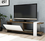 Home Elegance: Sleek White & Dark Brown TV Table - Vitrine Furniture - Furniture