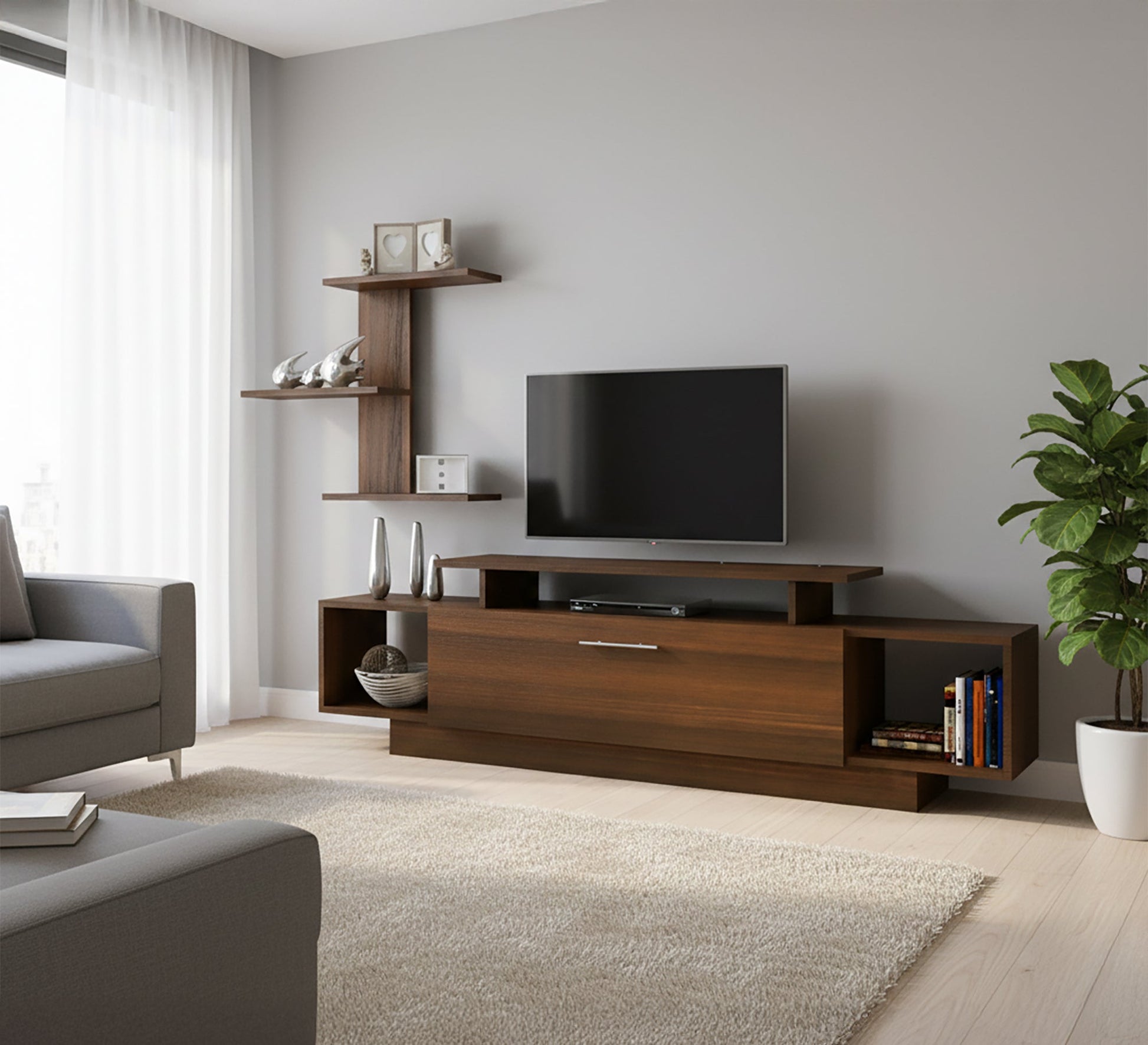 Honey Brown TV Table: Sleek, Stylish, Sturdy - Vitrine Furniture - Furniture