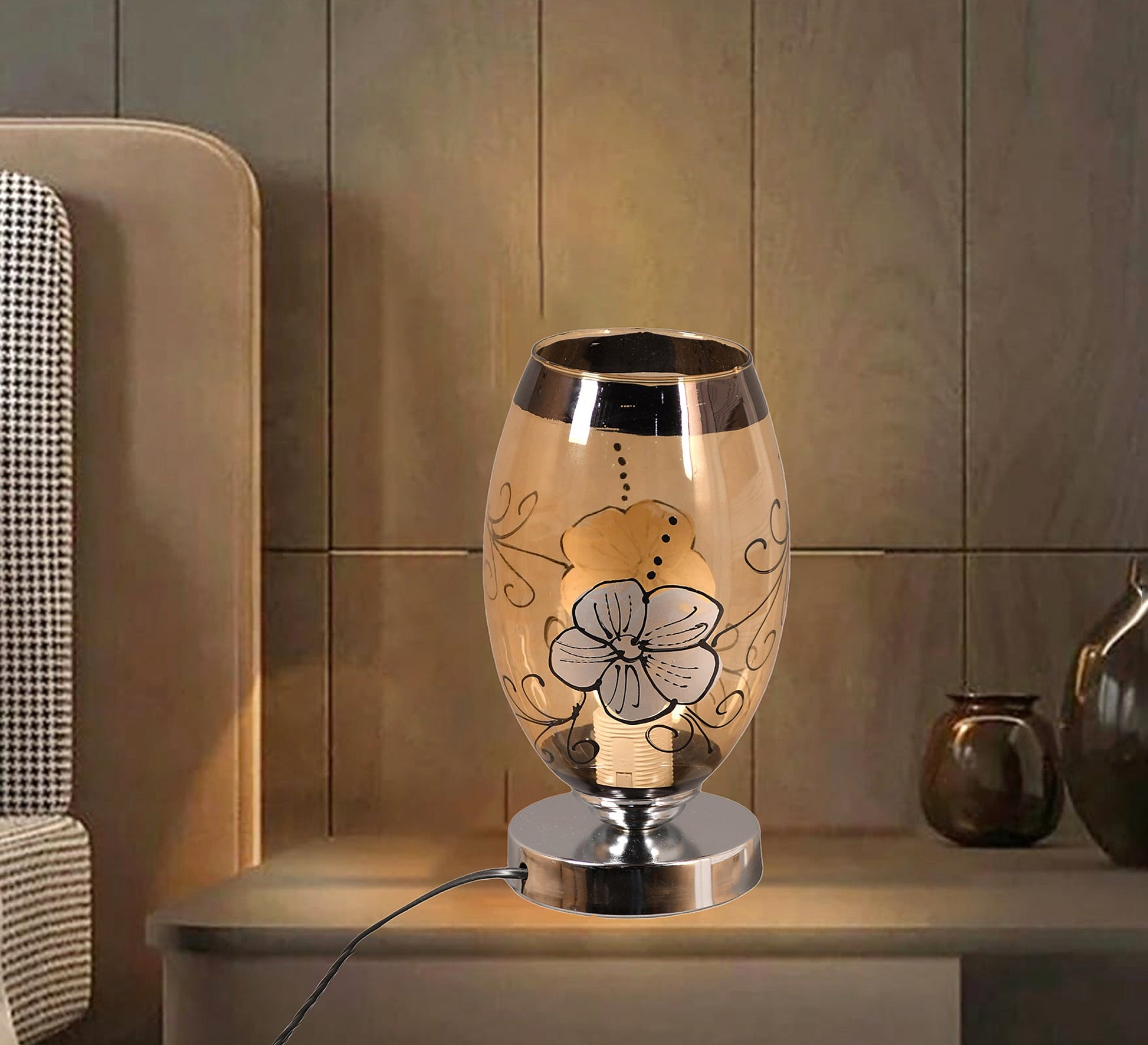 Honey - colored and brown metal and glass lampshade - Vitrine Furniture - Lighting