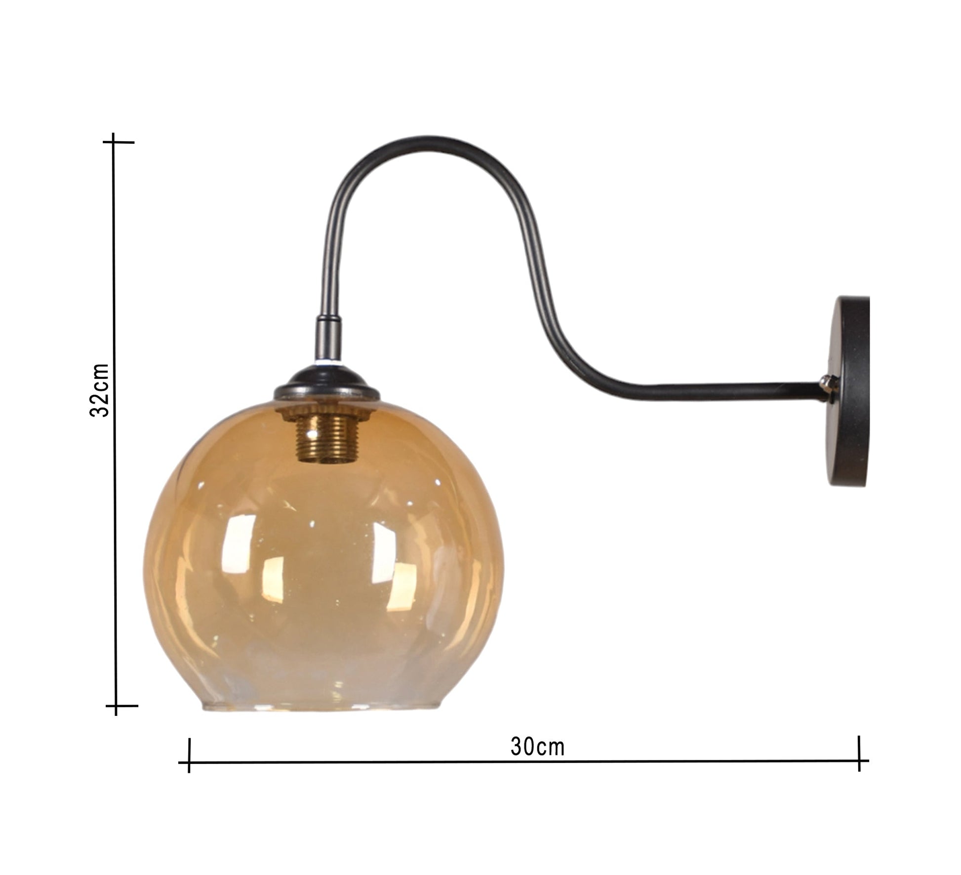 Honey - colored spherical metal and glass pendant lamp - Vitrine Furniture - Lighting