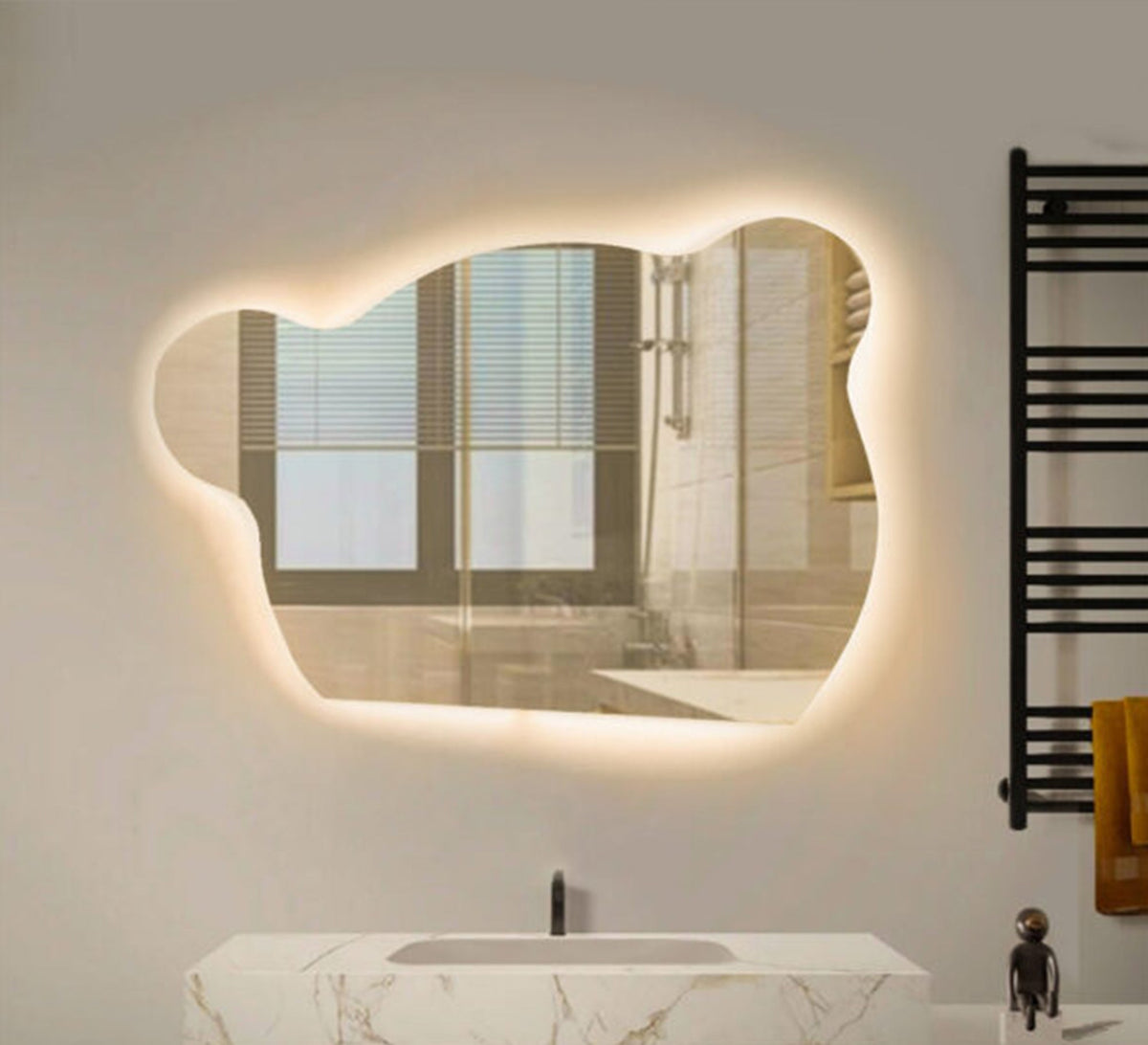 Horizontal cloud-shaped illuminated mirror - Vitrine Furniture - Mirrors