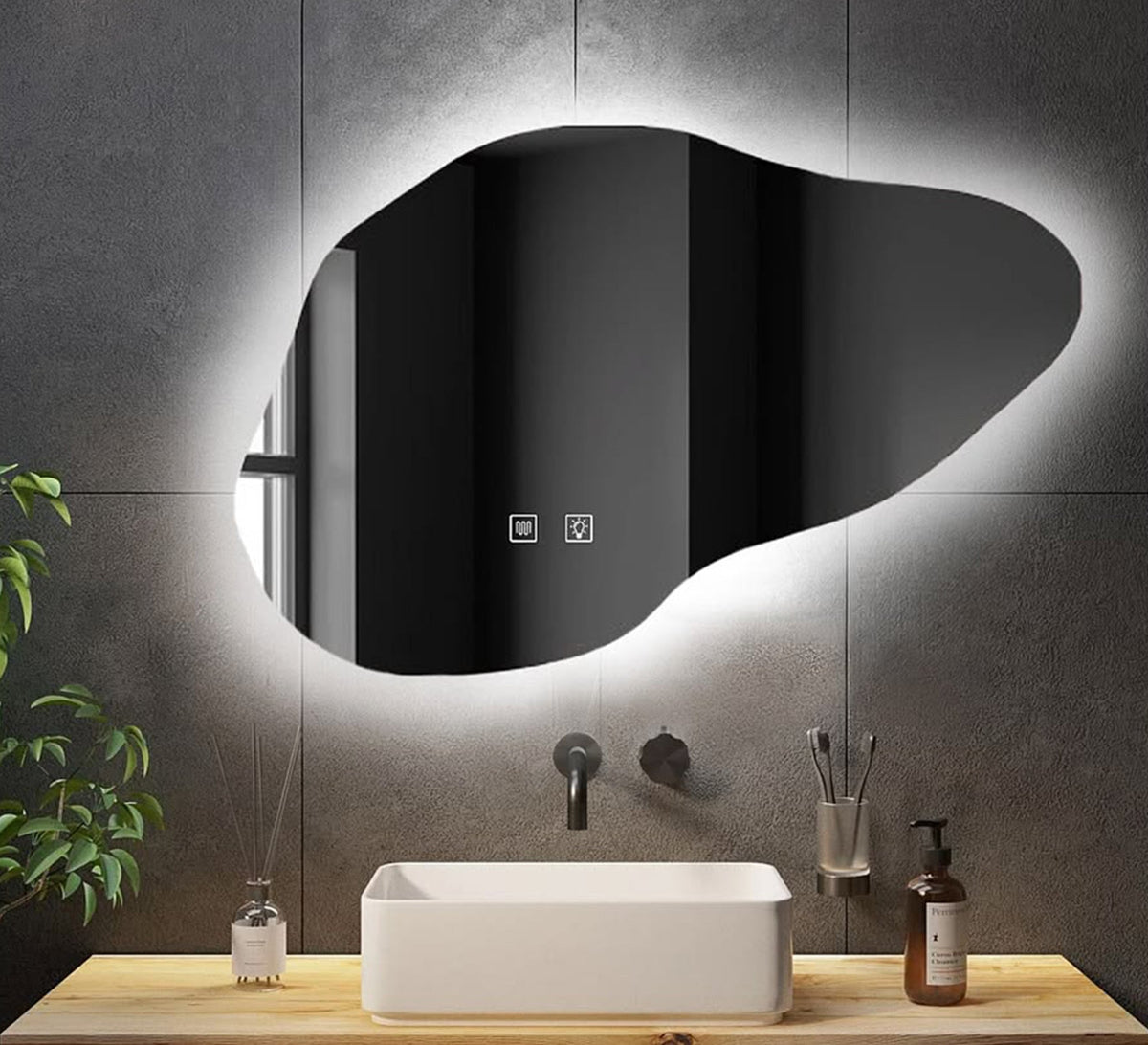 Horizontal Organic Mirror with Light and Touch Function - Vitrine Furniture - Mirrors