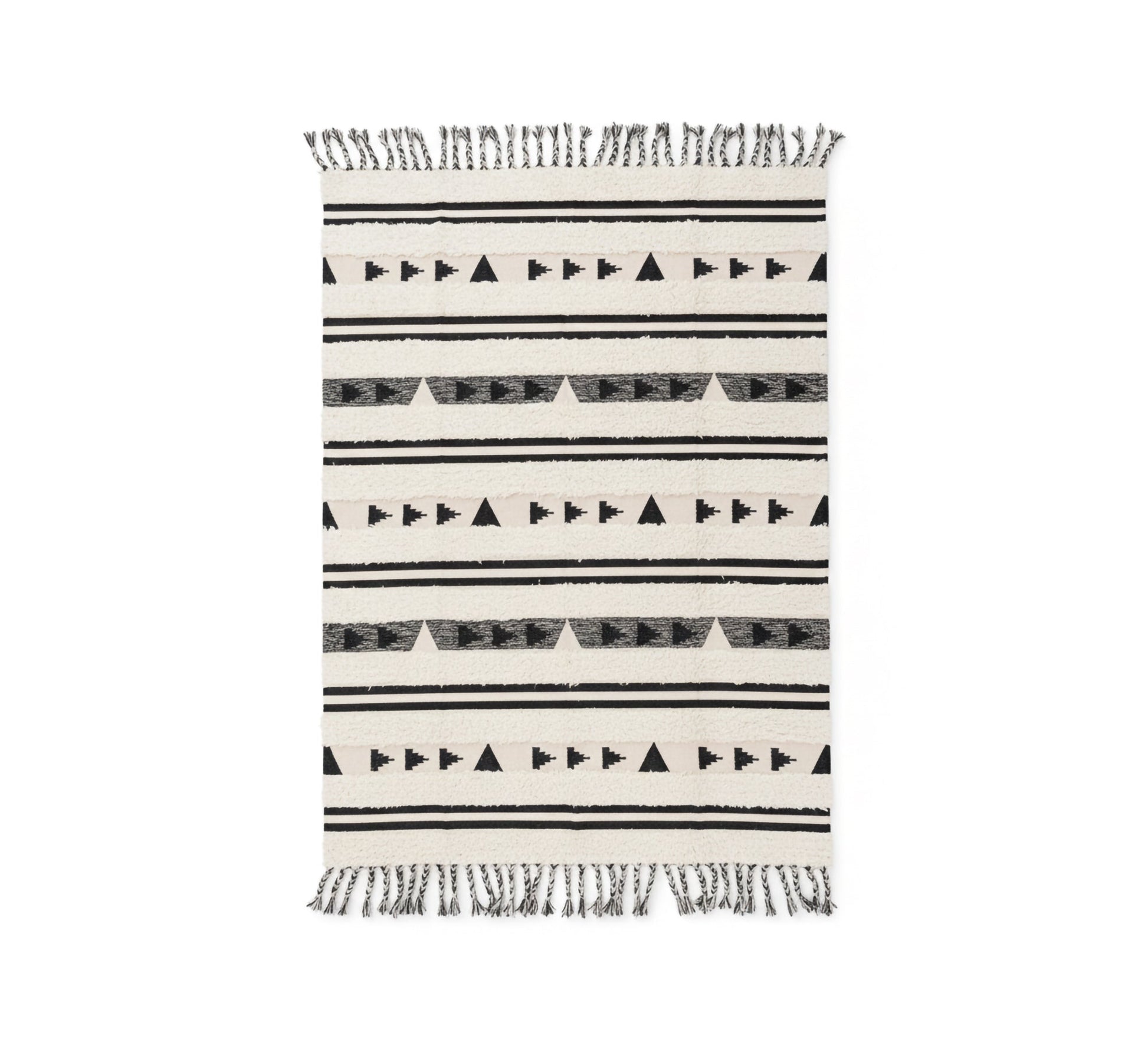 Horizontally striped pile rug with triangle pattern - Vitrine Furniture - Accessories