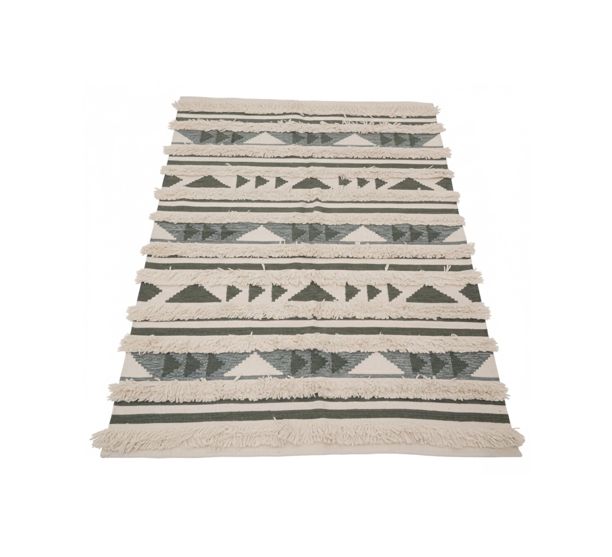 Horizontally striped pile rug with triangle patterns - Vitrine Furniture - Accessories