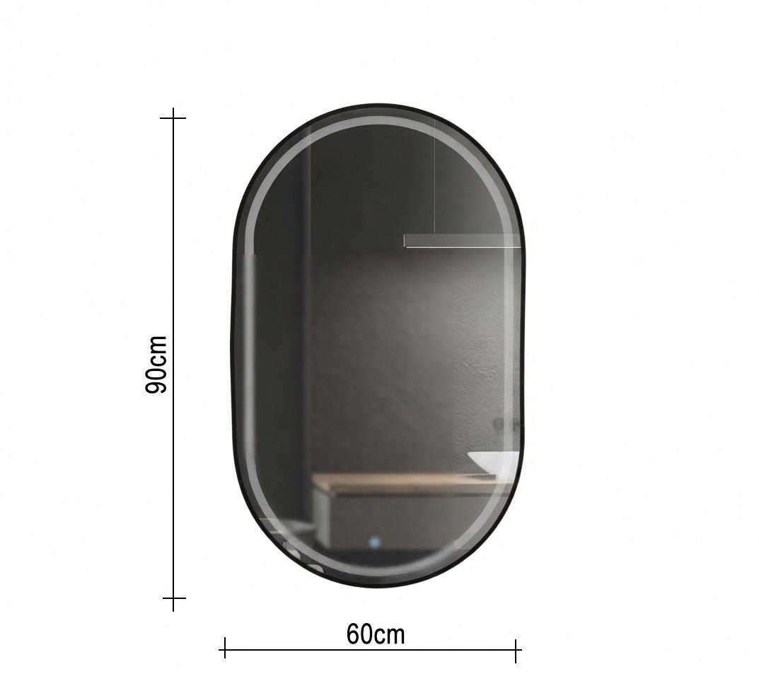 Illuminated black frame capsule mirror - Vitrine Furniture - Mirrors