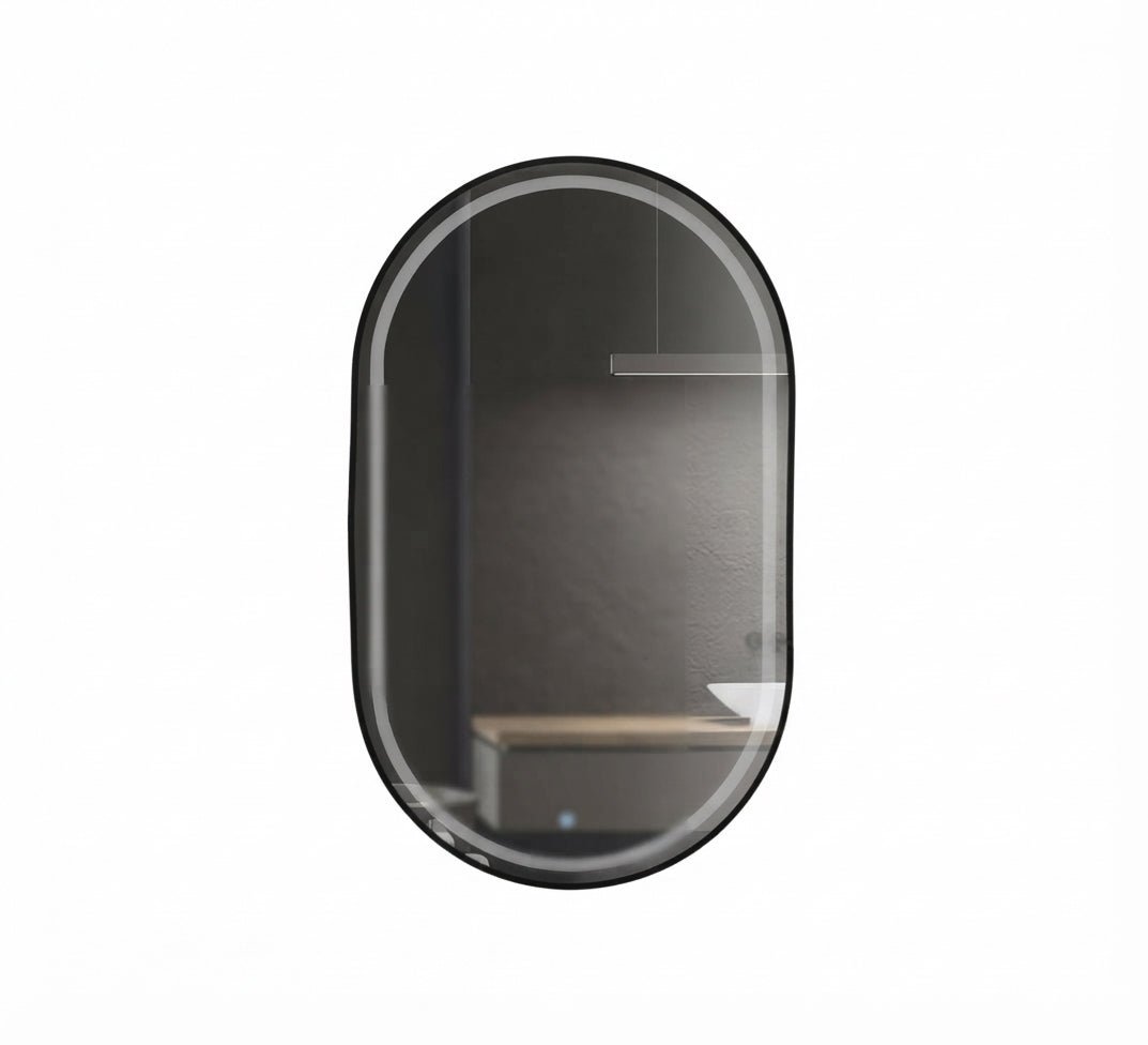 Illuminated black frame capsule mirror - Vitrine Furniture - Mirrors