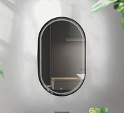 Illuminated black frame capsule mirror - Vitrine Furniture - Mirrors