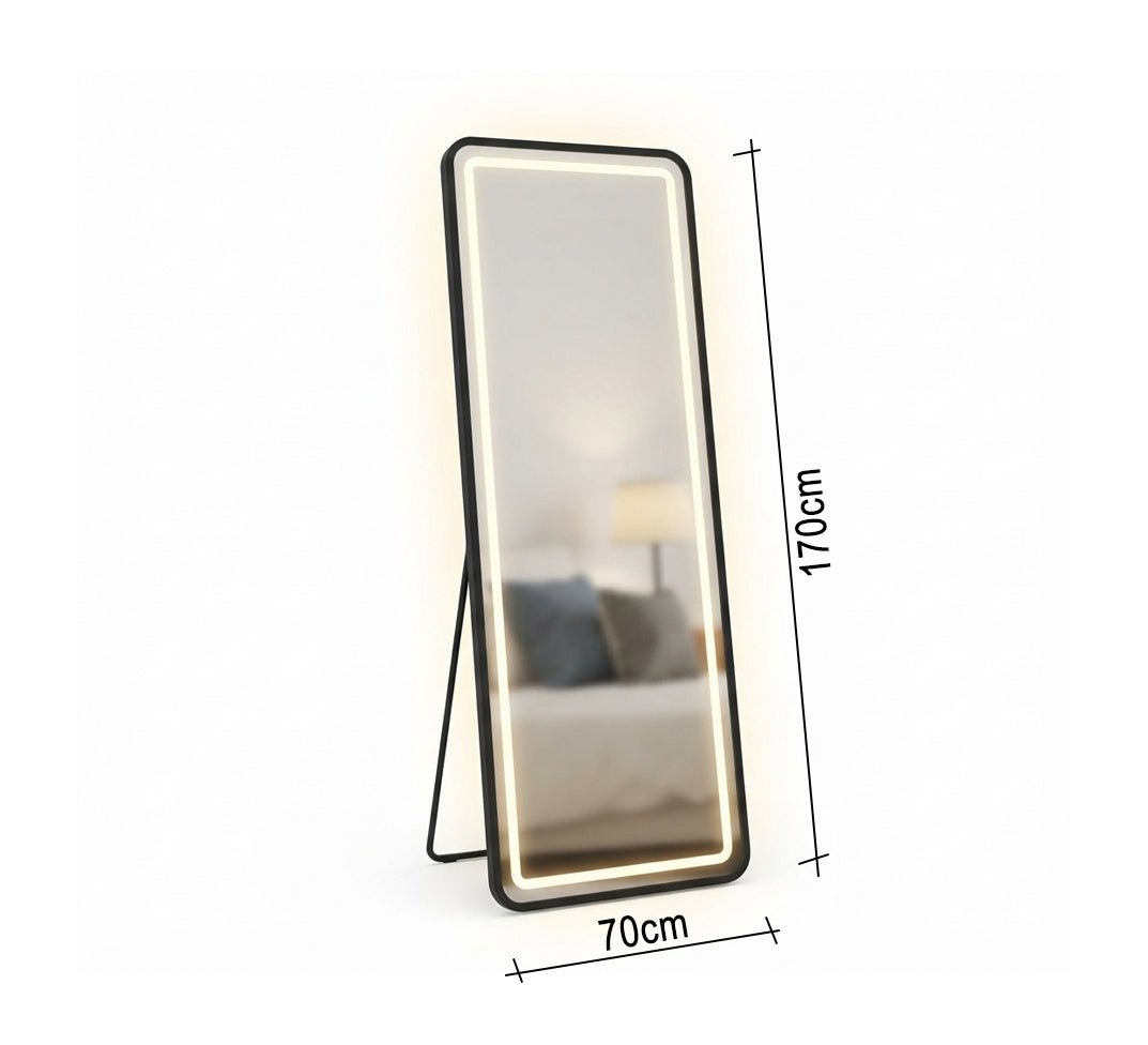 Illuminated rectangular floor mirror with a stand - Vitrine Furniture - Mirrors