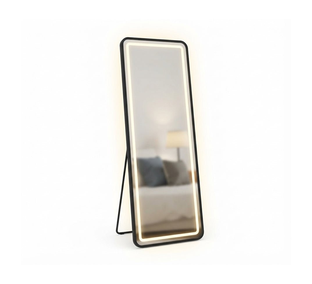 Illuminated rectangular floor mirror with a stand - Vitrine Furniture - Mirrors