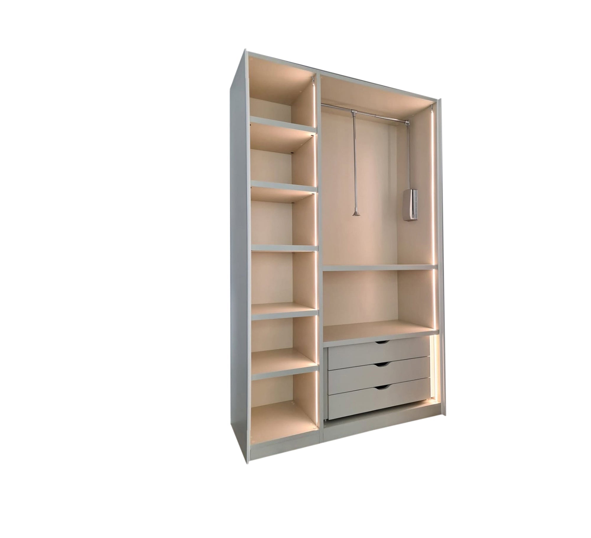 Inbuilt wardrobe with lighting and shelves - Vitrine Furniture - Furniture