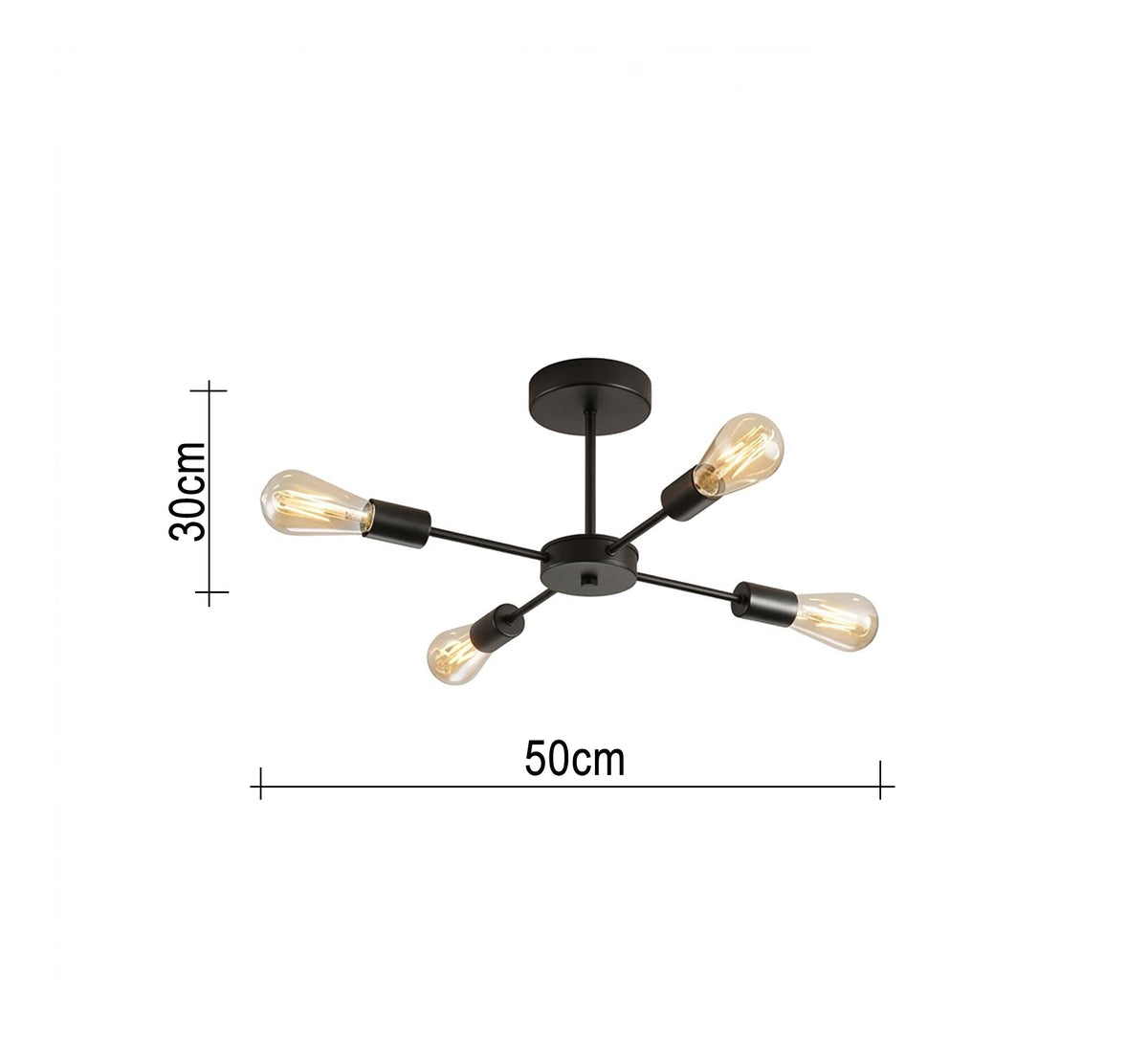Innovative four-light semi-flush mount ceiling chandelier in black - Vitrine Furniture - Ceiling lights