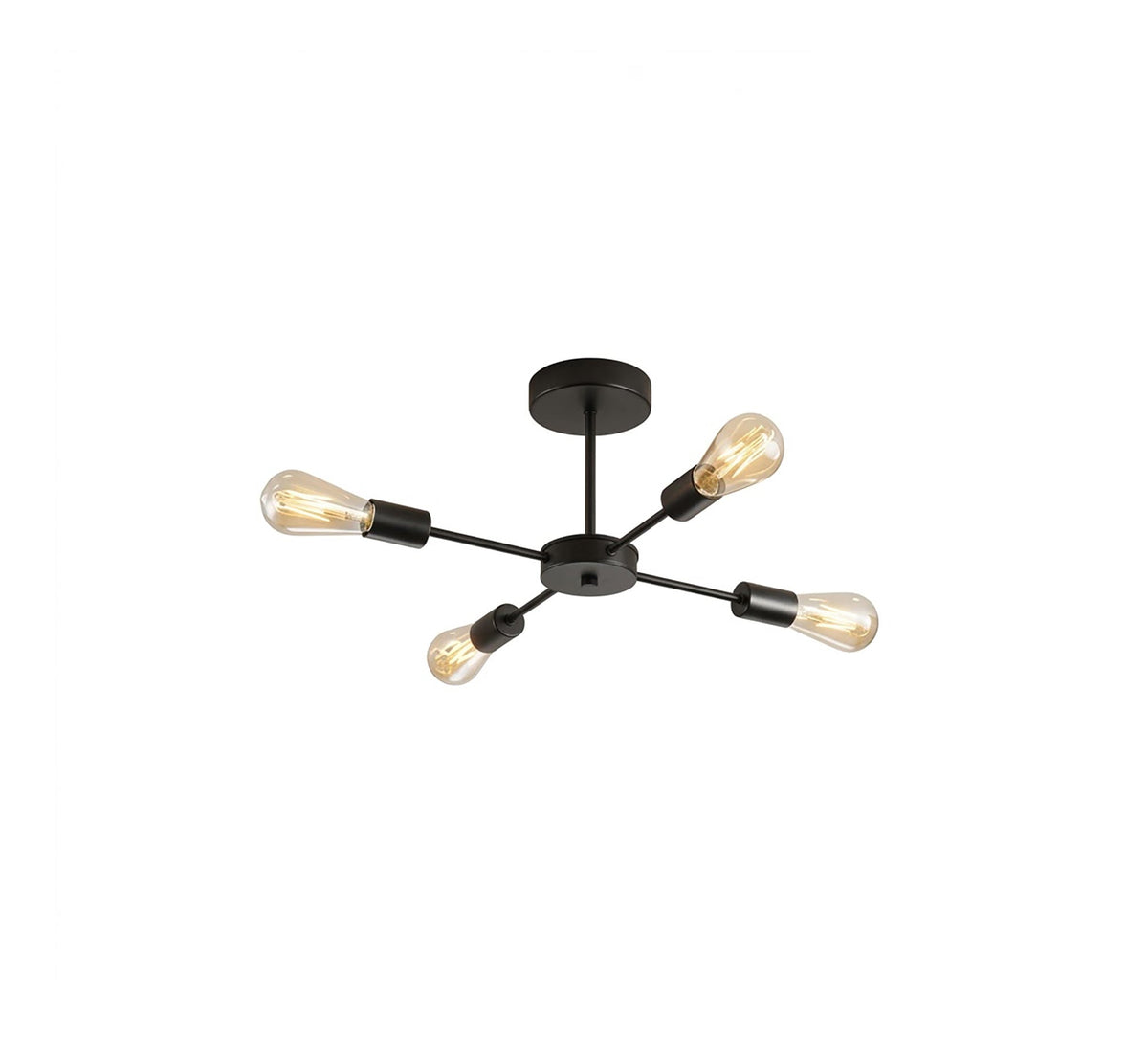 Innovative four-light semi-flush mount ceiling chandelier in black - Vitrine Furniture - Ceiling lights