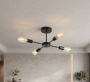 Innovative four-light semi-flush mount ceiling chandelier in black - Vitrine Furniture - Ceiling lights