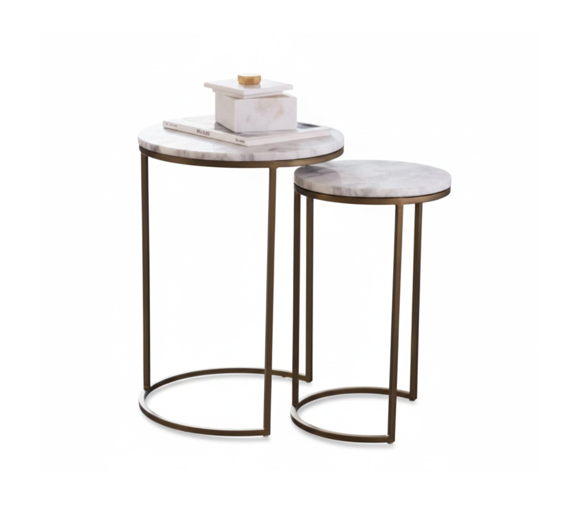 Interlocking marble table set with a gold base - Vitrine Furniture - Furniture