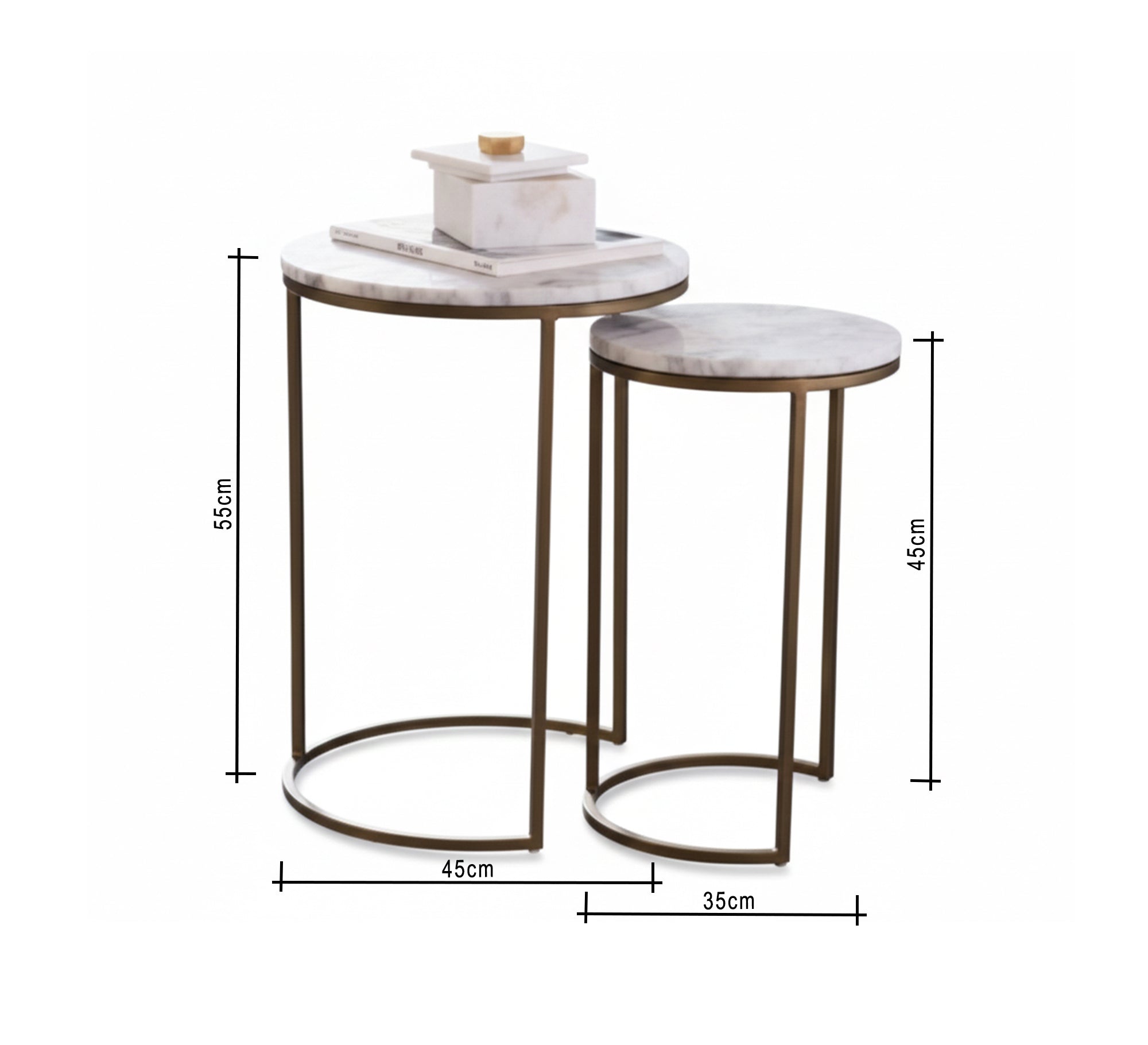 Interlocking marble table set with a gold base - Vitrine Furniture - Furniture