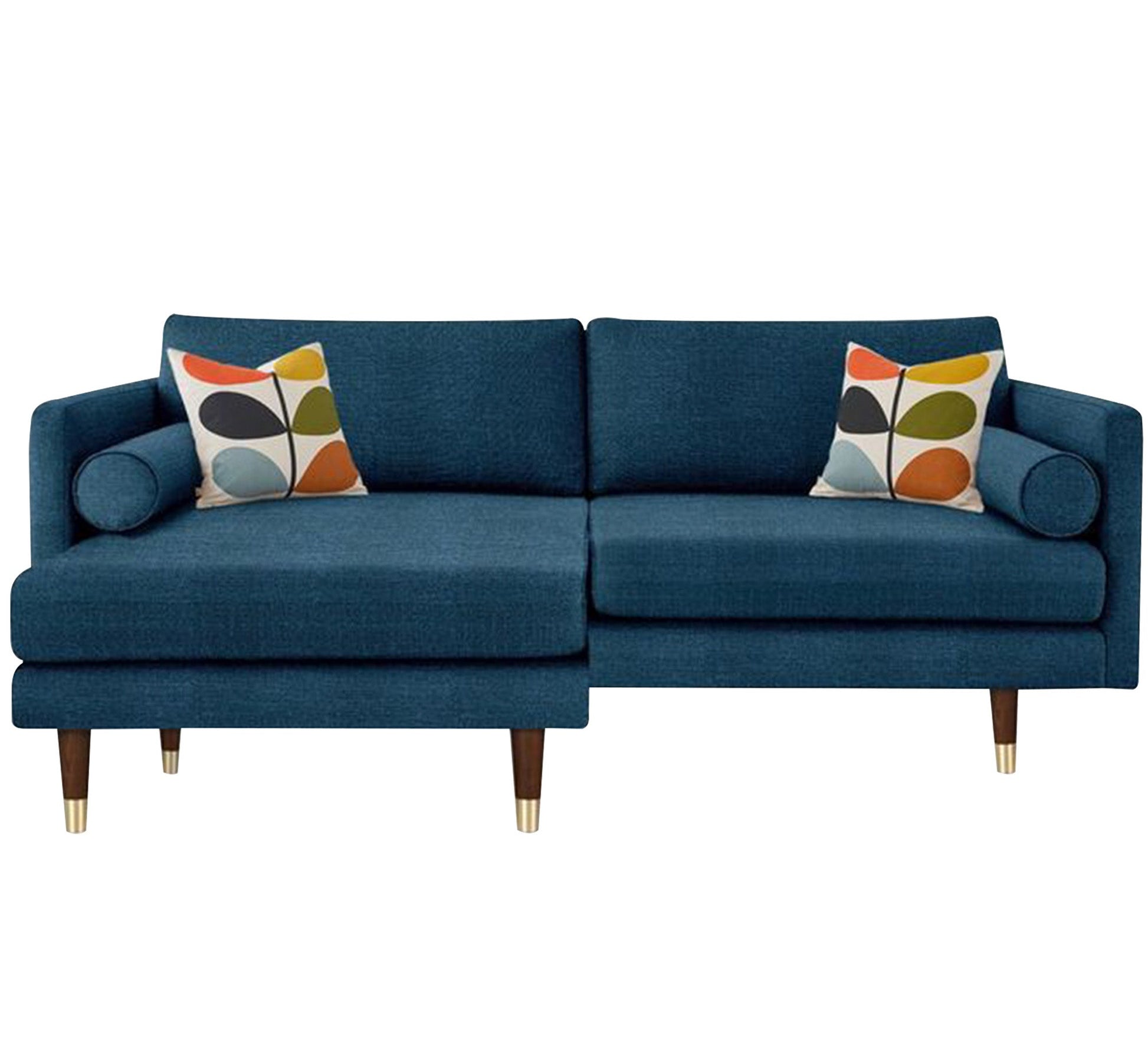 Its corner is L - shaped, blue - Vitrine Furniture - L - shape sofa set