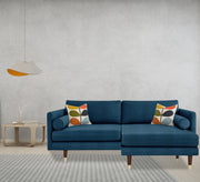Its corner is L - shaped, blue - Vitrine Furniture - L - shape sofa set