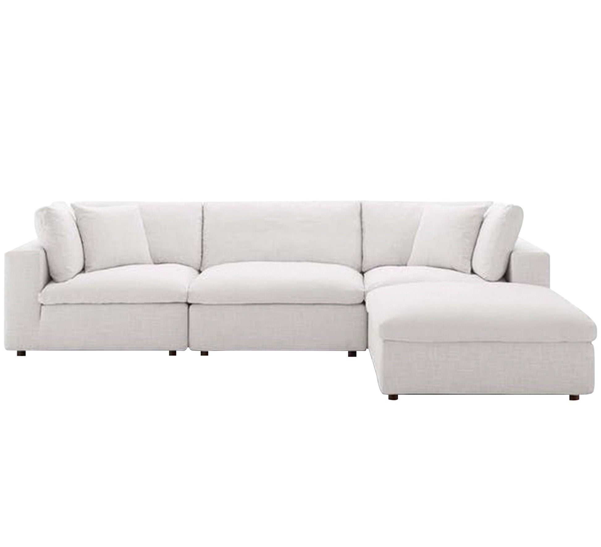 Its corner is off white, puffed upholstery - Vitrine Furniture - L - shape sofa set