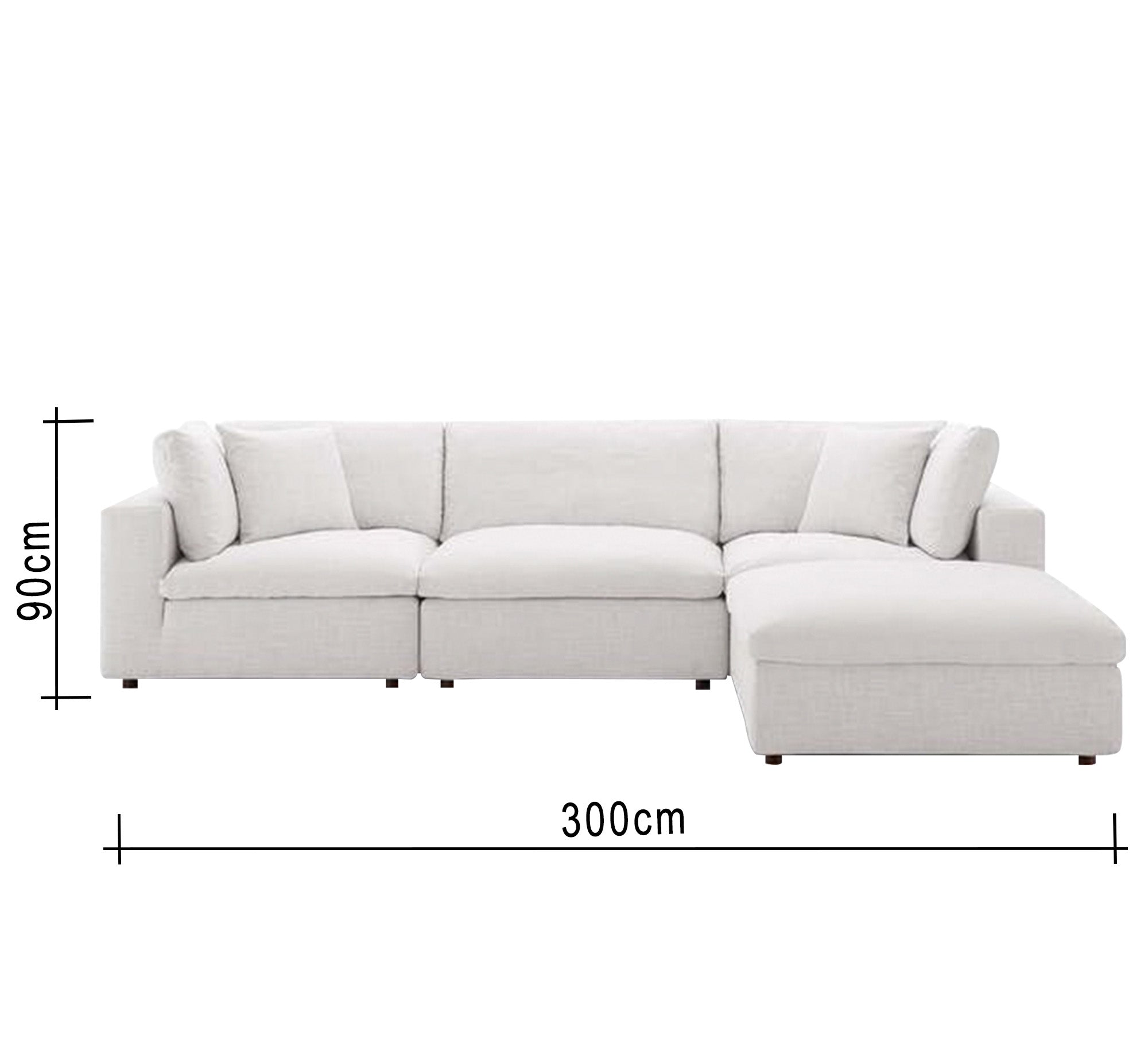 Its corner is off white, puffed upholstery - Vitrine Furniture - L - shape sofa set