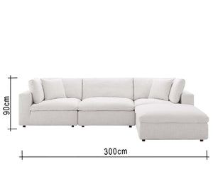 Its corner is off white, puffed upholstery - Vitrine Furniture - L - shape sofa set