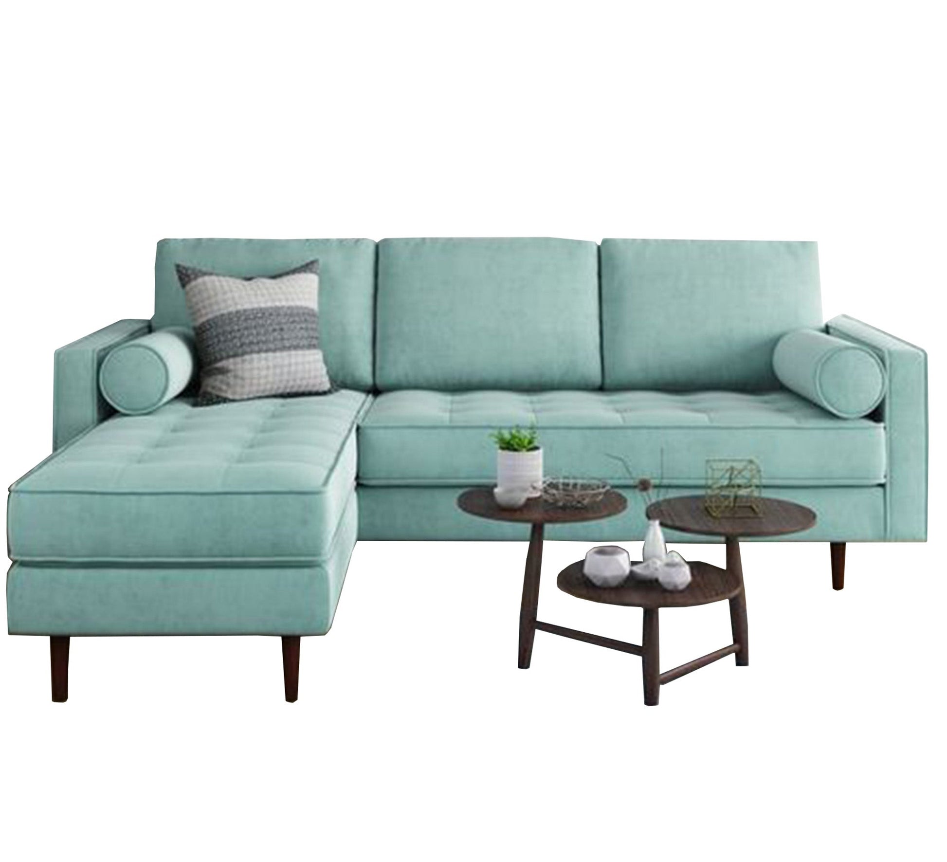 Its corner is the letter L, brown with capotonite beads at the base - Vitrine Furniture - L - shape sofa set