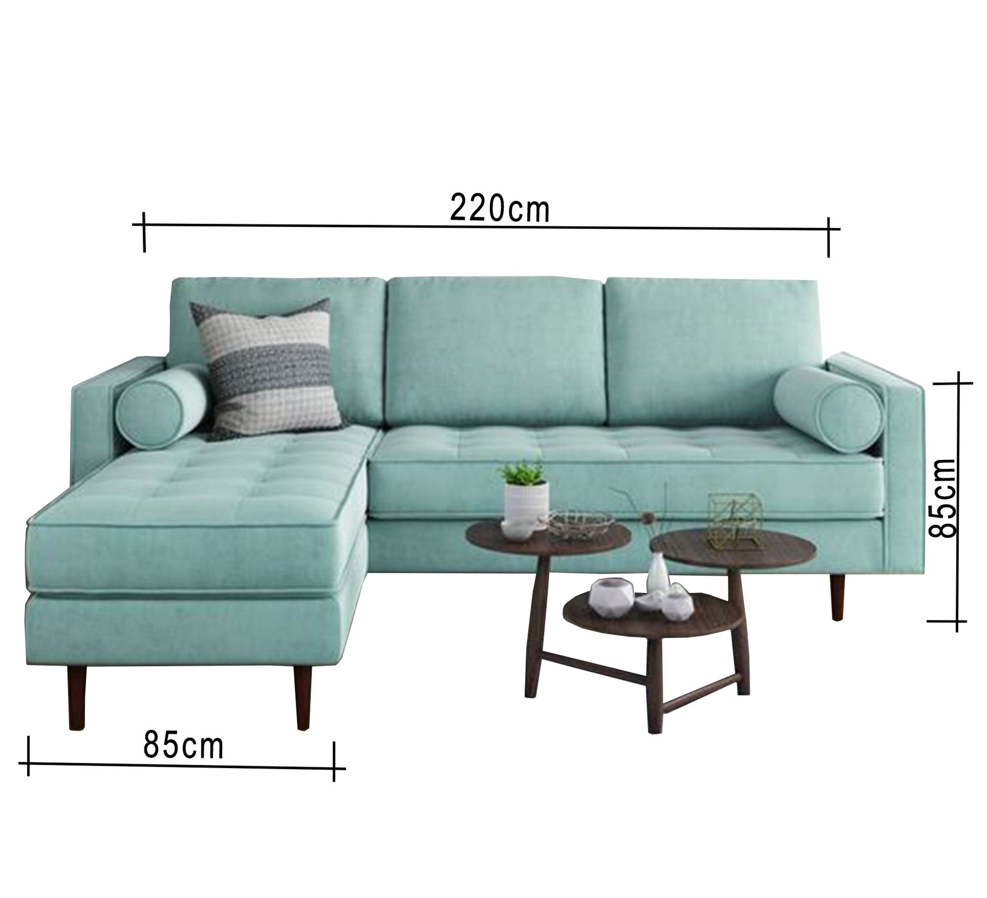 Its corner is the letter L, brown with capotonite beads at the base - Vitrine Furniture - L - shape sofa set