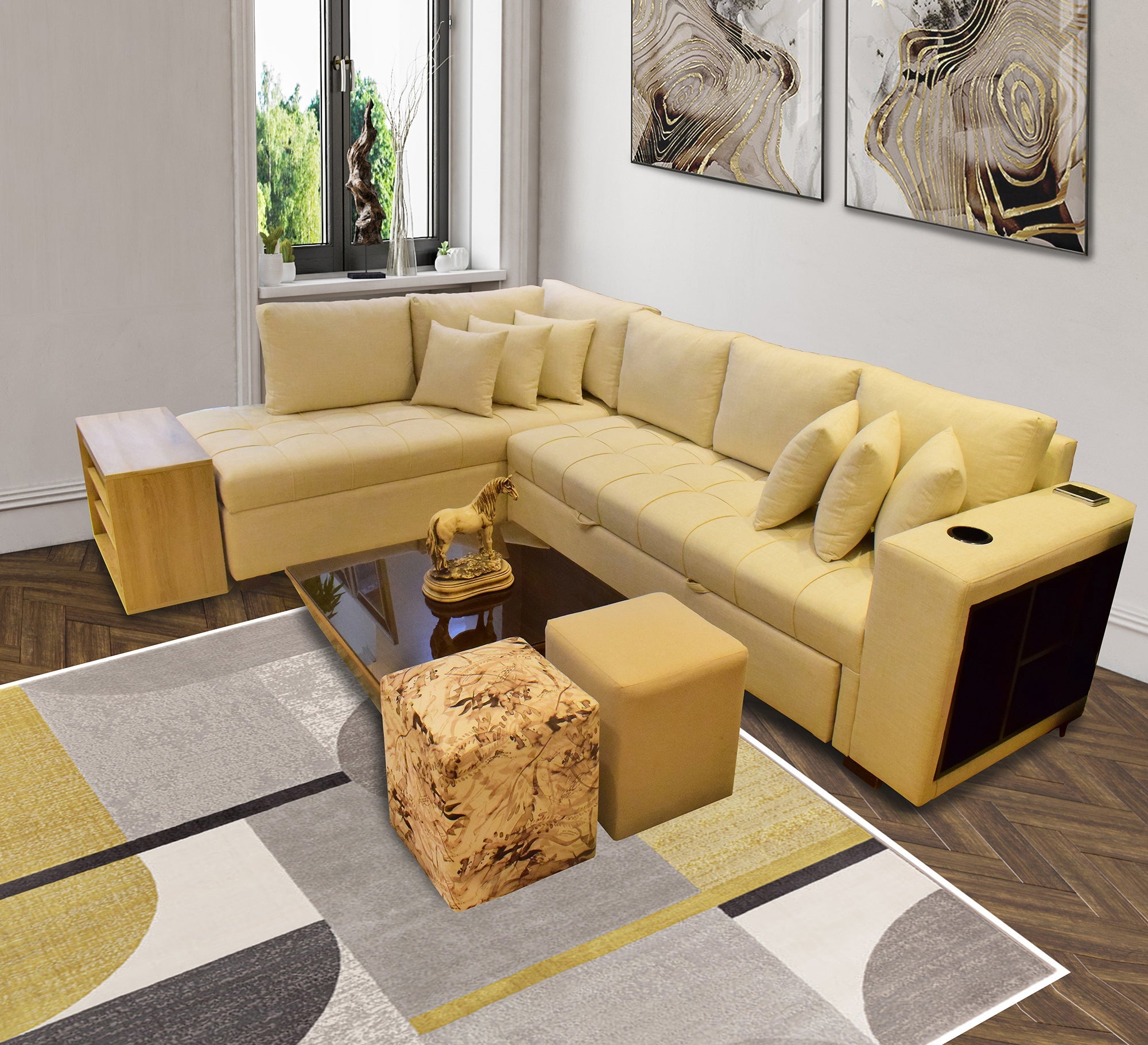 Ivory Corner: Elegant Décor, Timeless Sophistication - Vitrine Furniture - Sofa bed