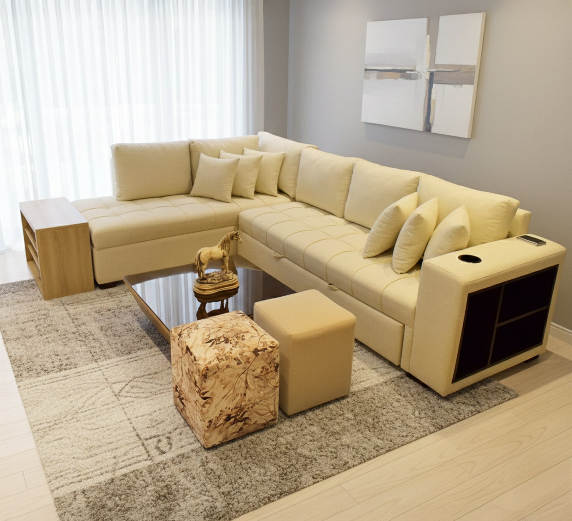 Ivory Corner: Elegant Décor, Timeless Sophistication - Vitrine Furniture - Sofa bed