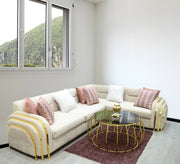 Ivory Dreams White Corner with Sleek Steel Ornaments - Vitrine Furniture - Living room sets