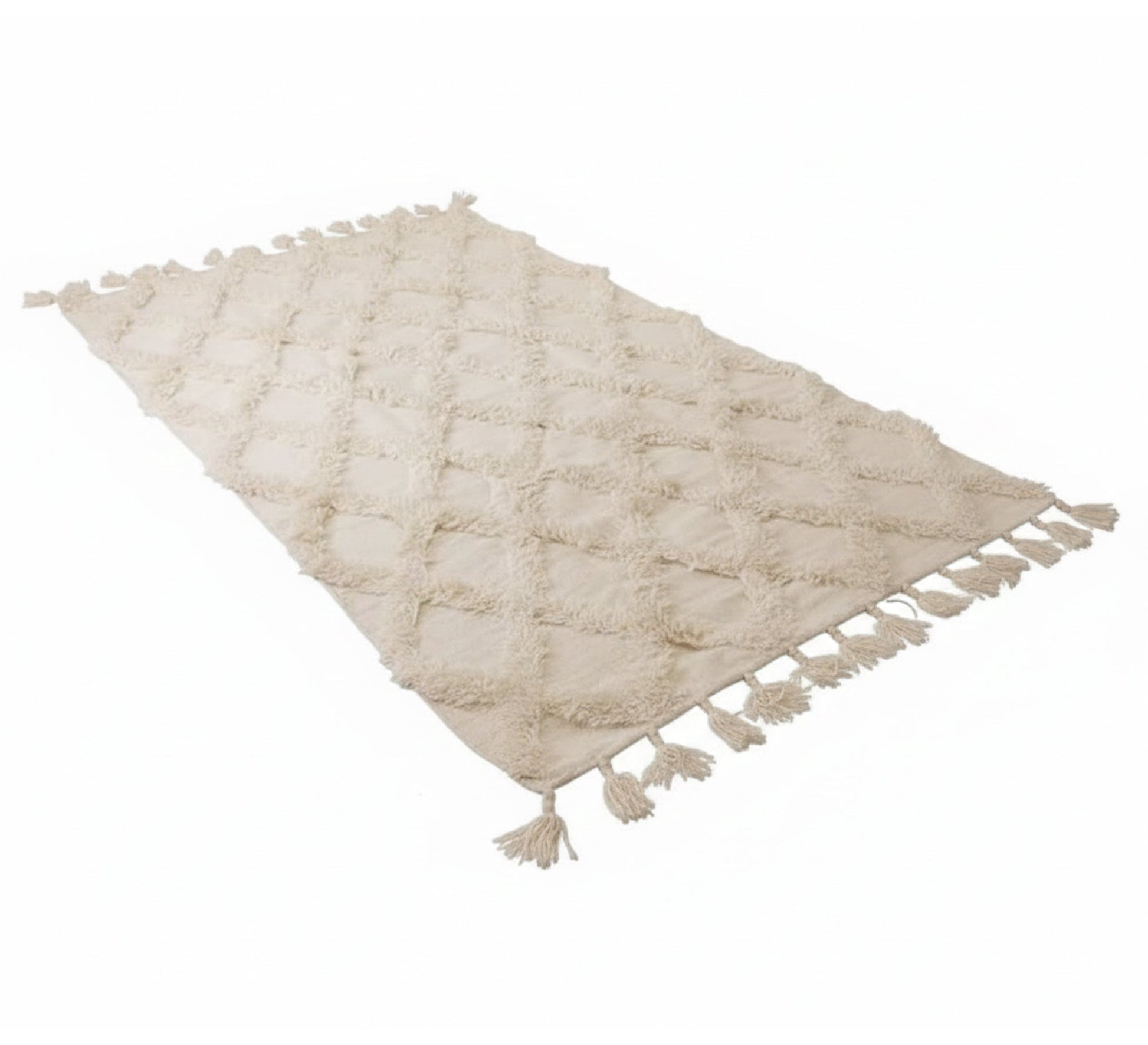 Ivory rug with delicate, scattered, diamond - patterned embroidery - Vitrine Furniture - Accessories