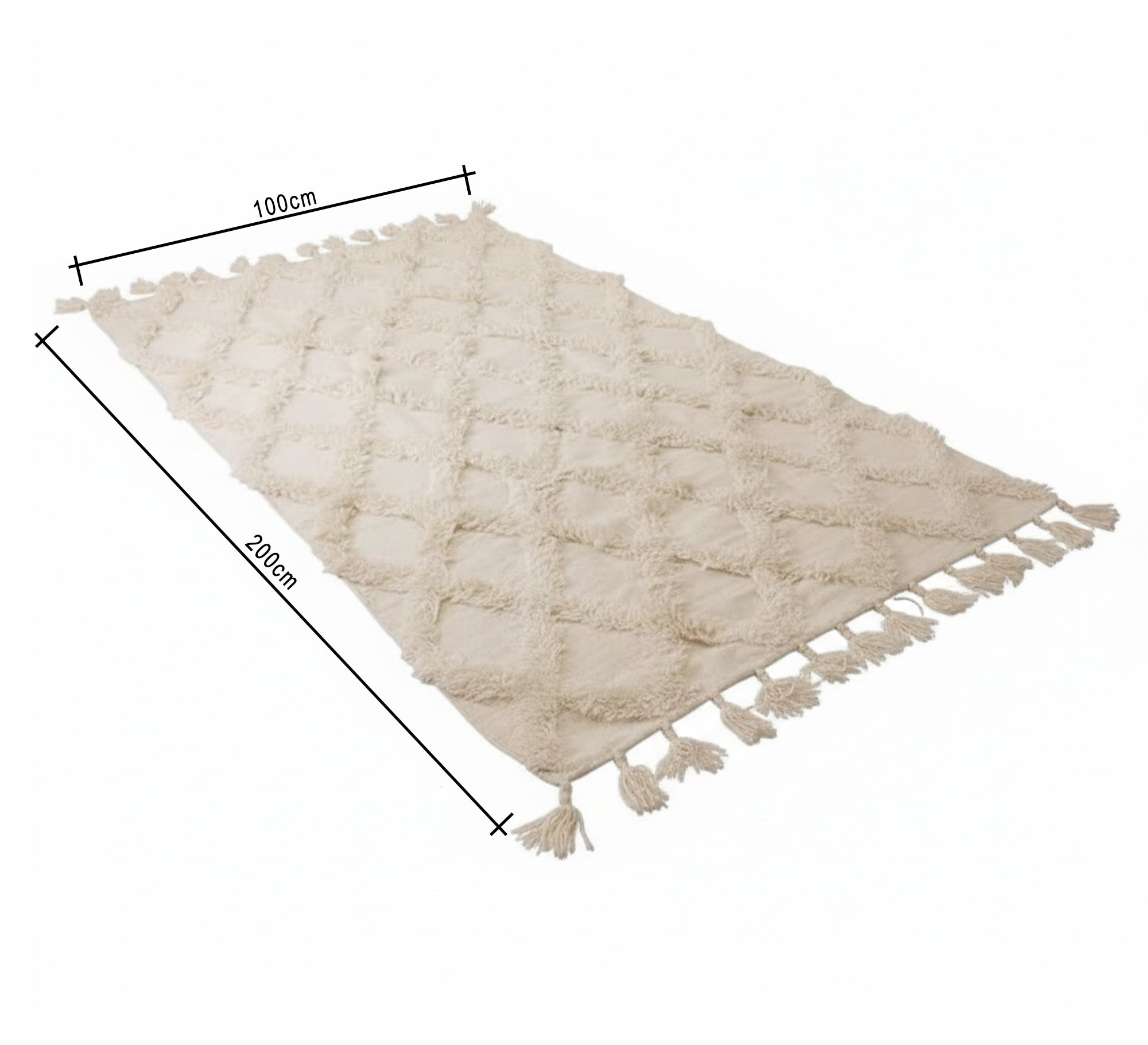 Ivory rug with delicate, scattered, diamond - patterned embroidery - Vitrine Furniture - Accessories