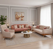 Ivory white and light pink salon - Vitrine Furniture - Salon Sets