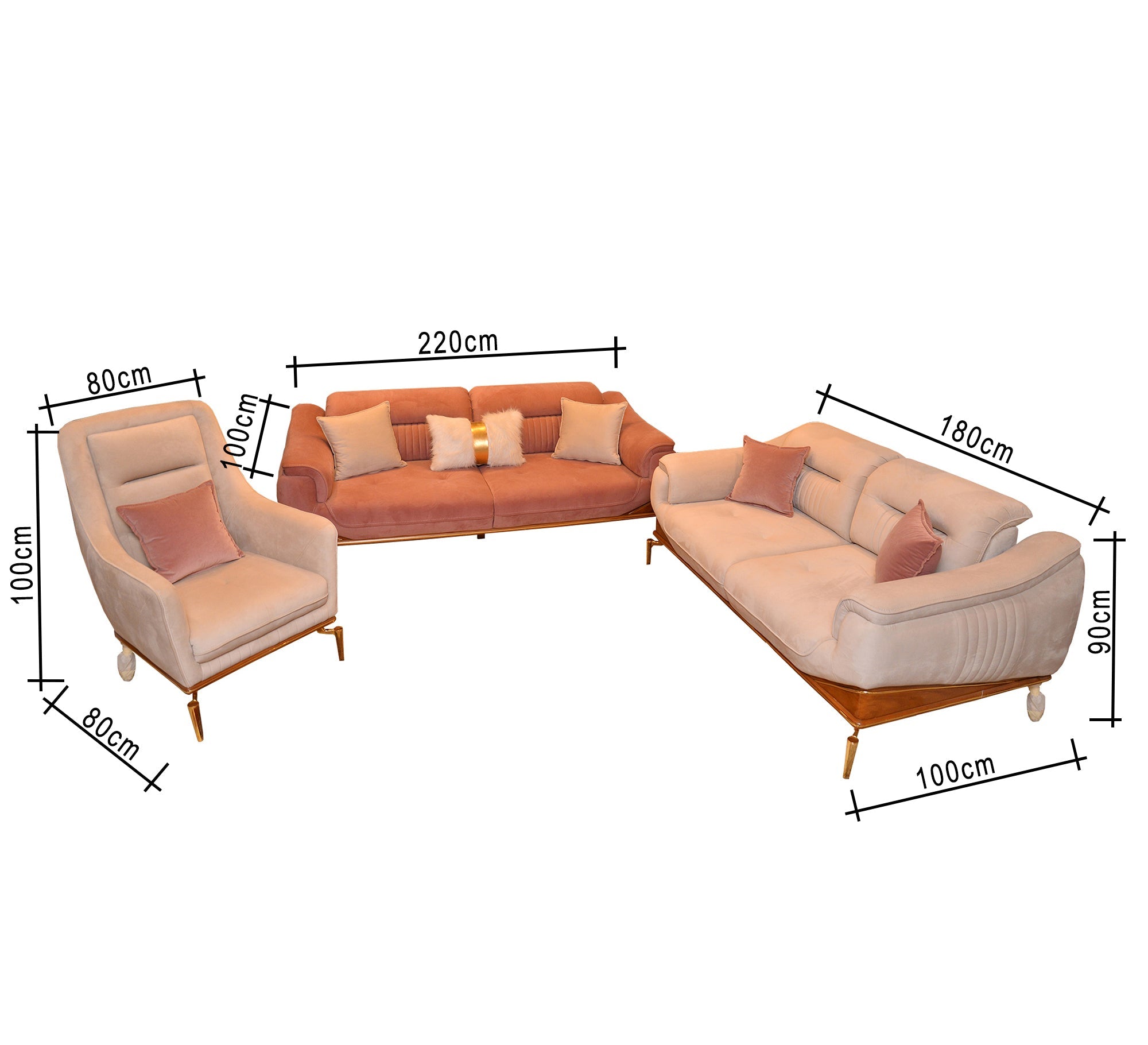 Ivory white and light pink salon - Vitrine Furniture - Salon Sets