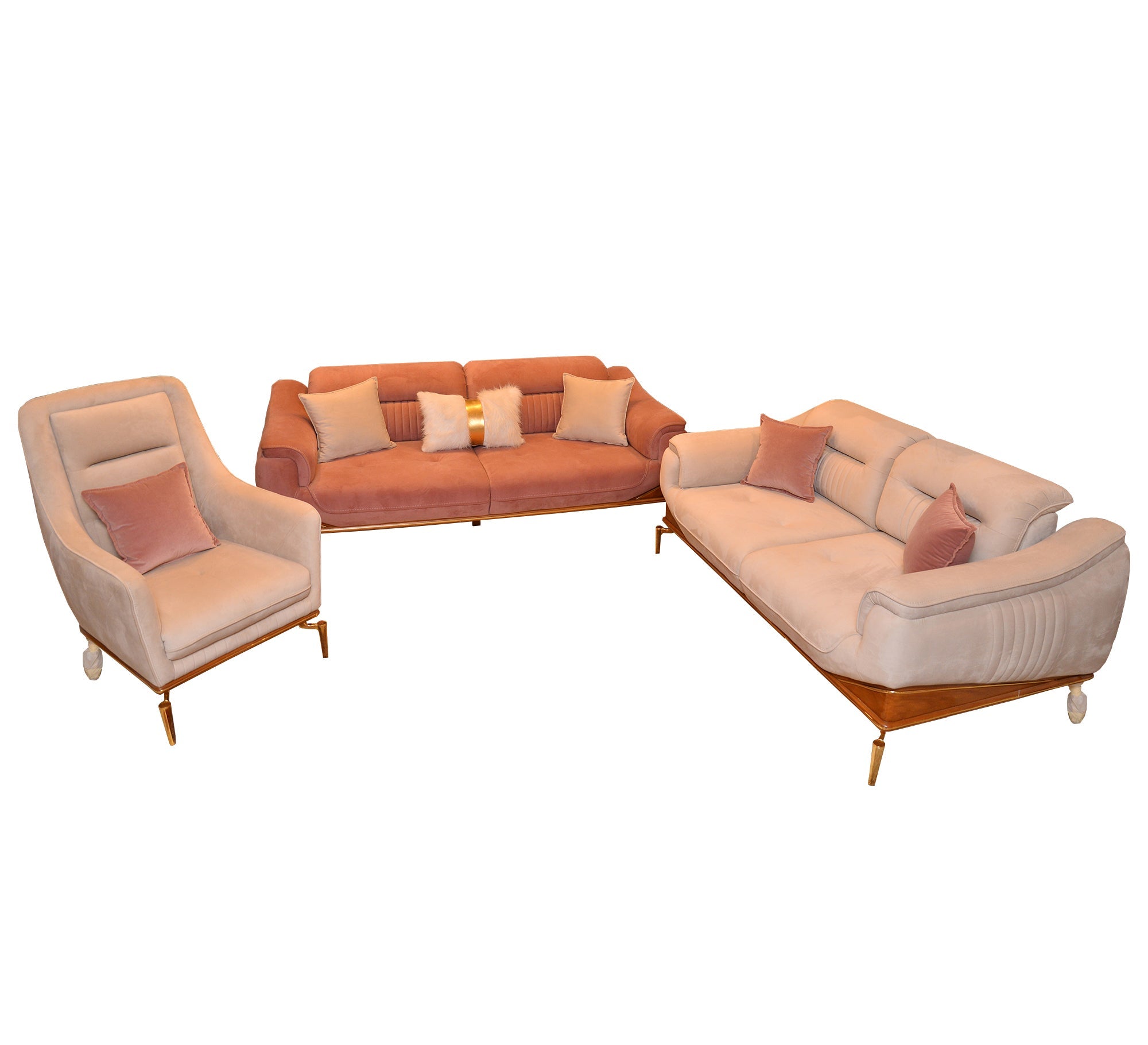 Ivory white and light pink salon - Vitrine Furniture - Salon Sets