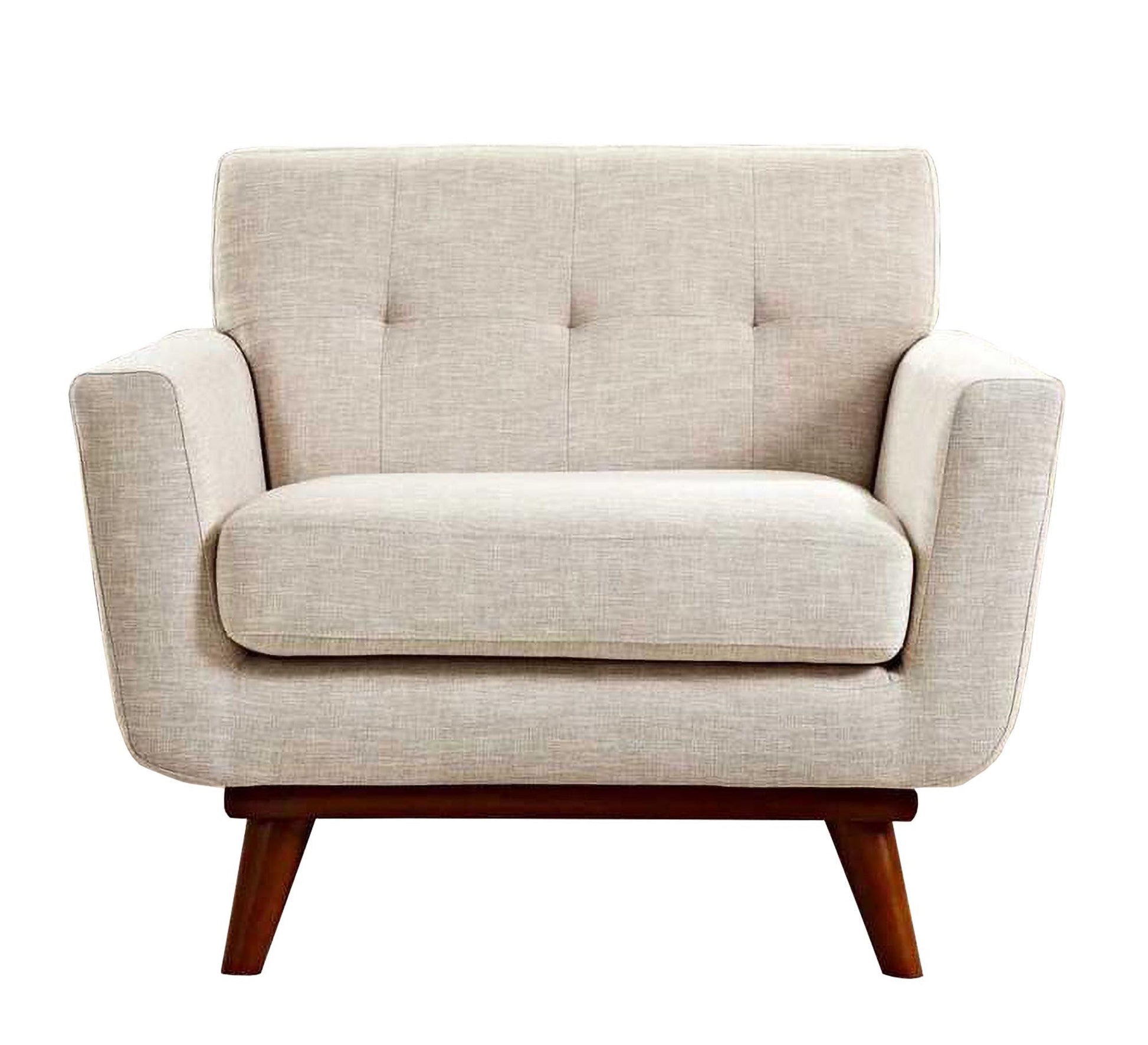 Ivory white armchair with elegant brown wooden legs - Vitrine Furniture - Furniture