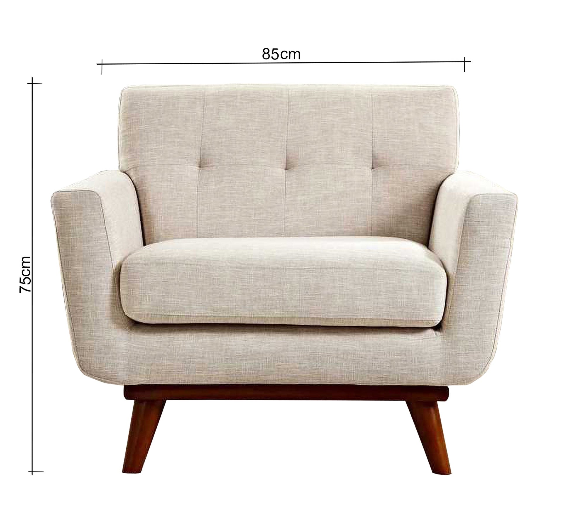 Ivory white armchair with elegant brown wooden legs - Vitrine Furniture - Furniture