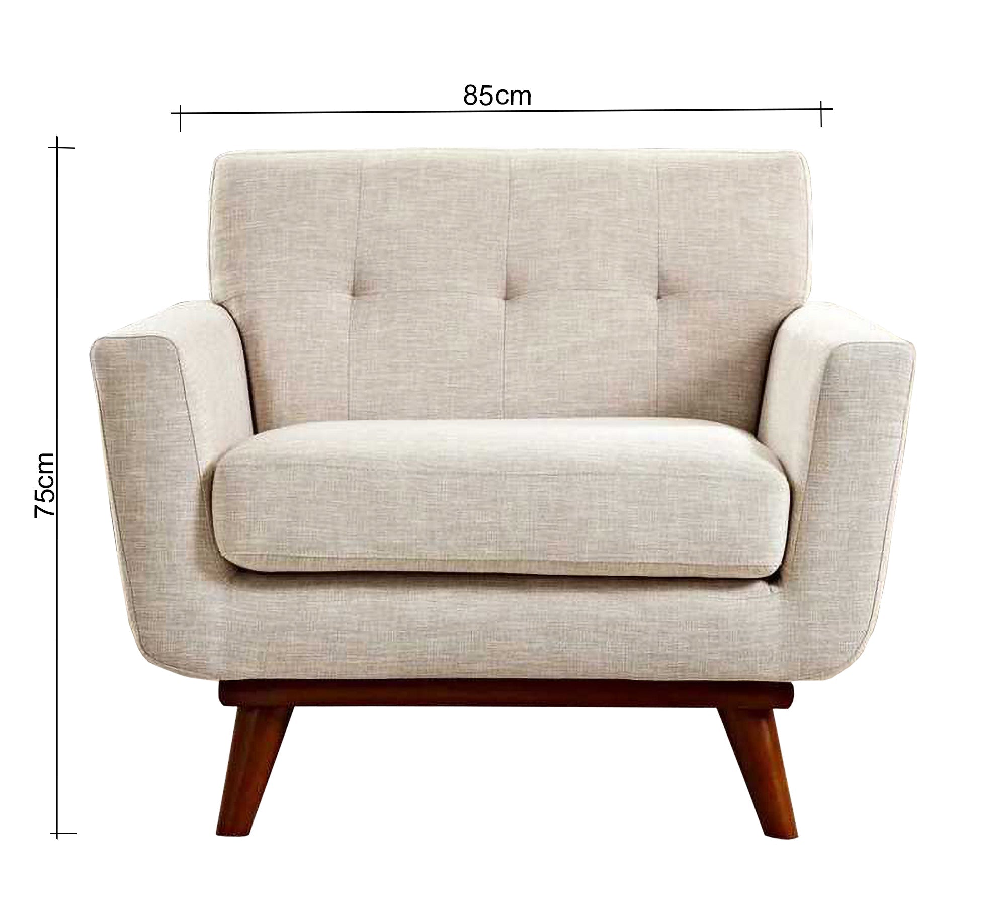 Ivory white armchair with elegant brown wooden legs - Vitrine Furniture - Furniture