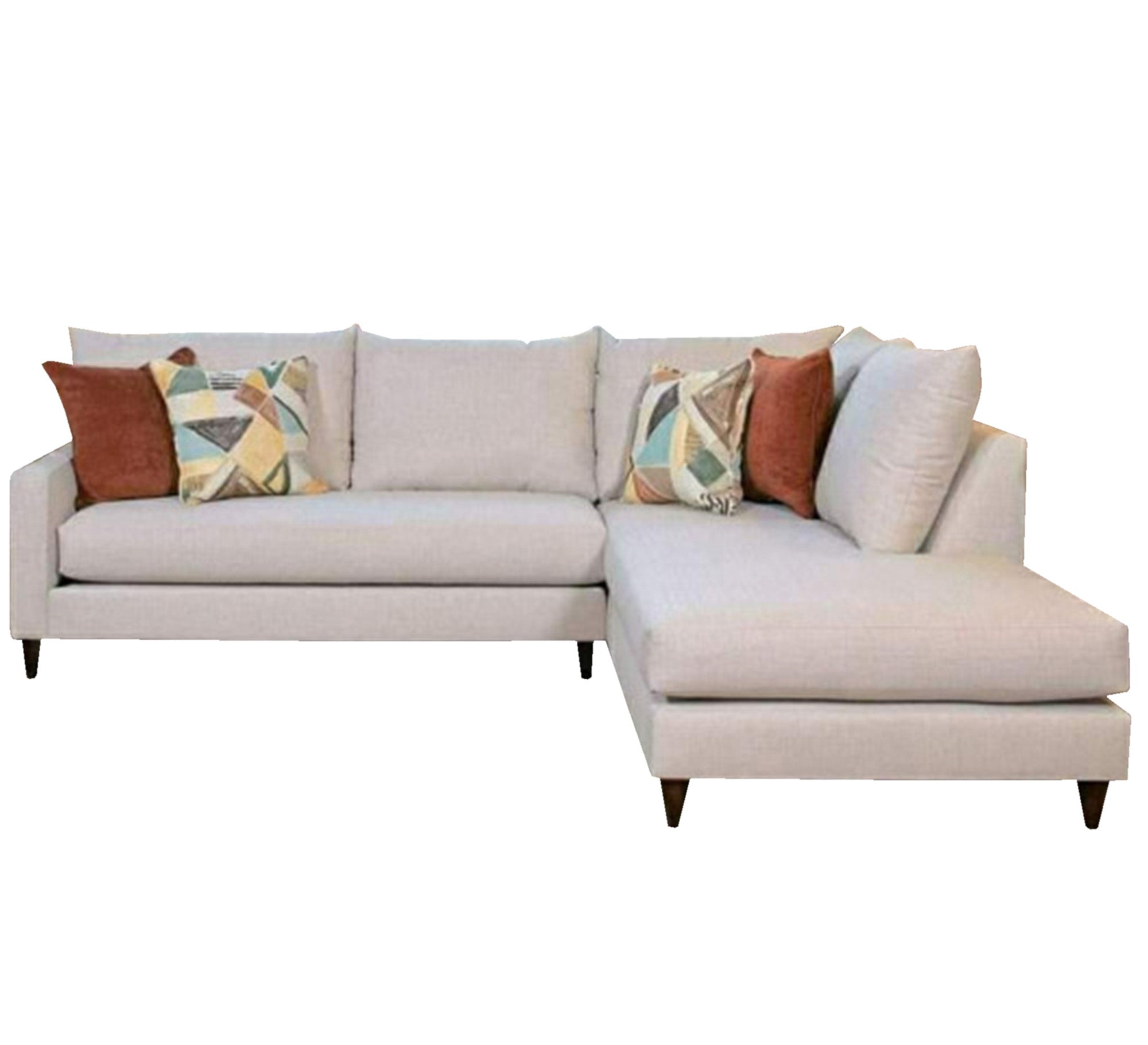 Ivory white corner sofa with colorful cushions - Vitrine Furniture - L - shape sofa set