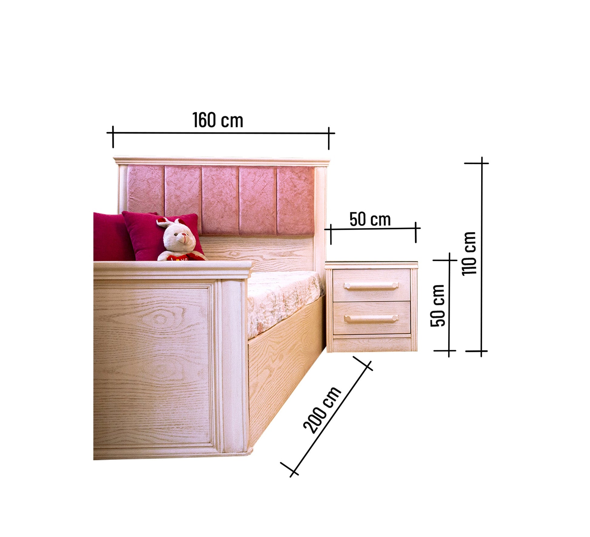 Junior bedroom with beige wood grain - Vitrine Furniture - Kids Rooms