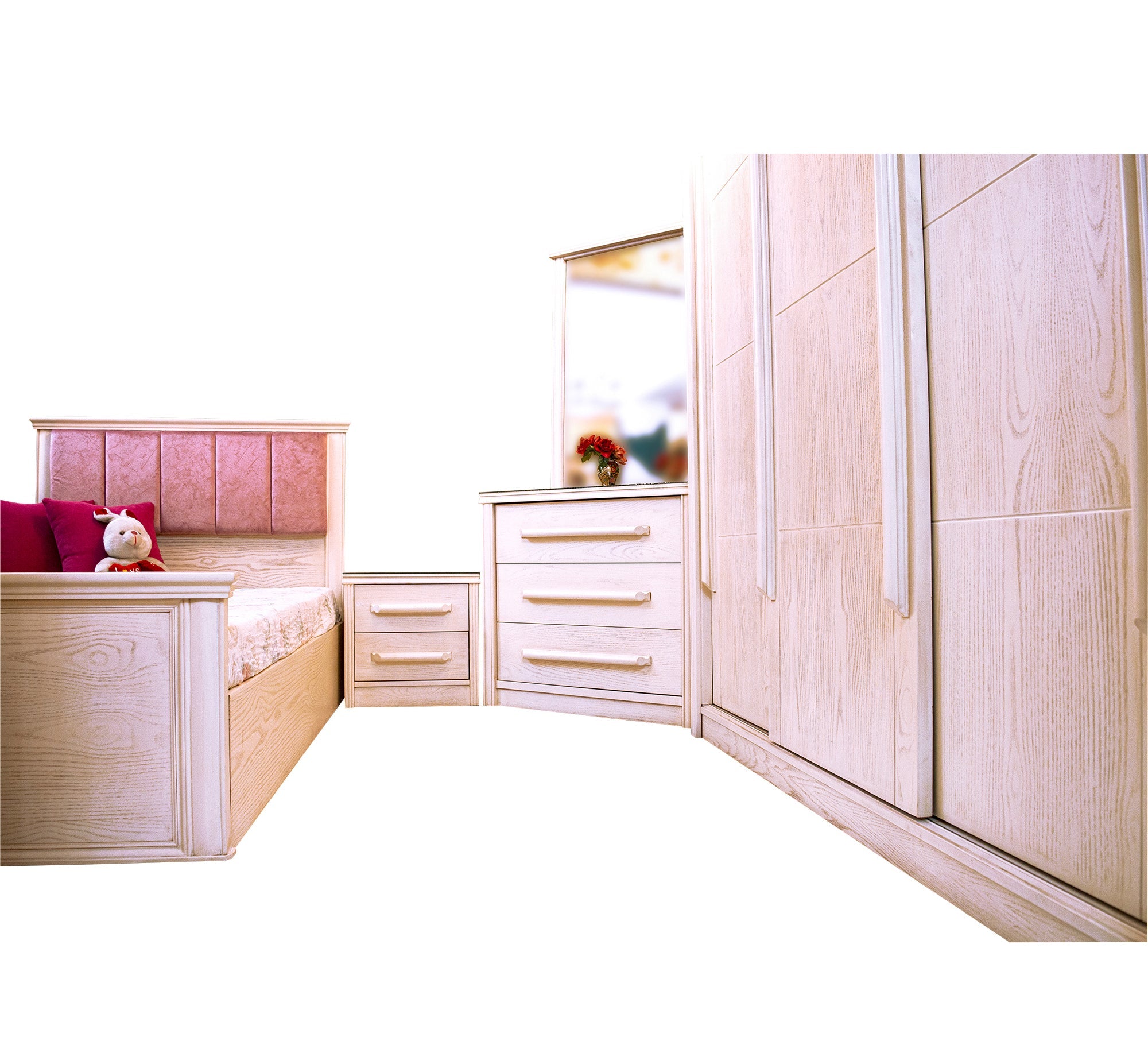 Junior bedroom with beige wood grain - Vitrine Furniture - Kids Rooms