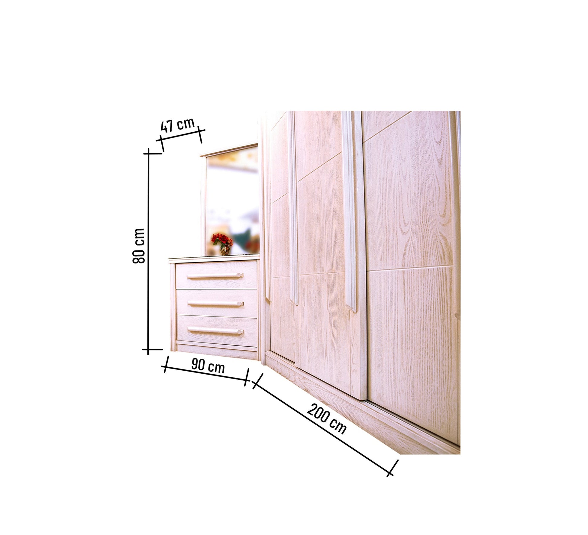 Junior bedroom with beige wood grain - Vitrine Furniture - Kids Rooms