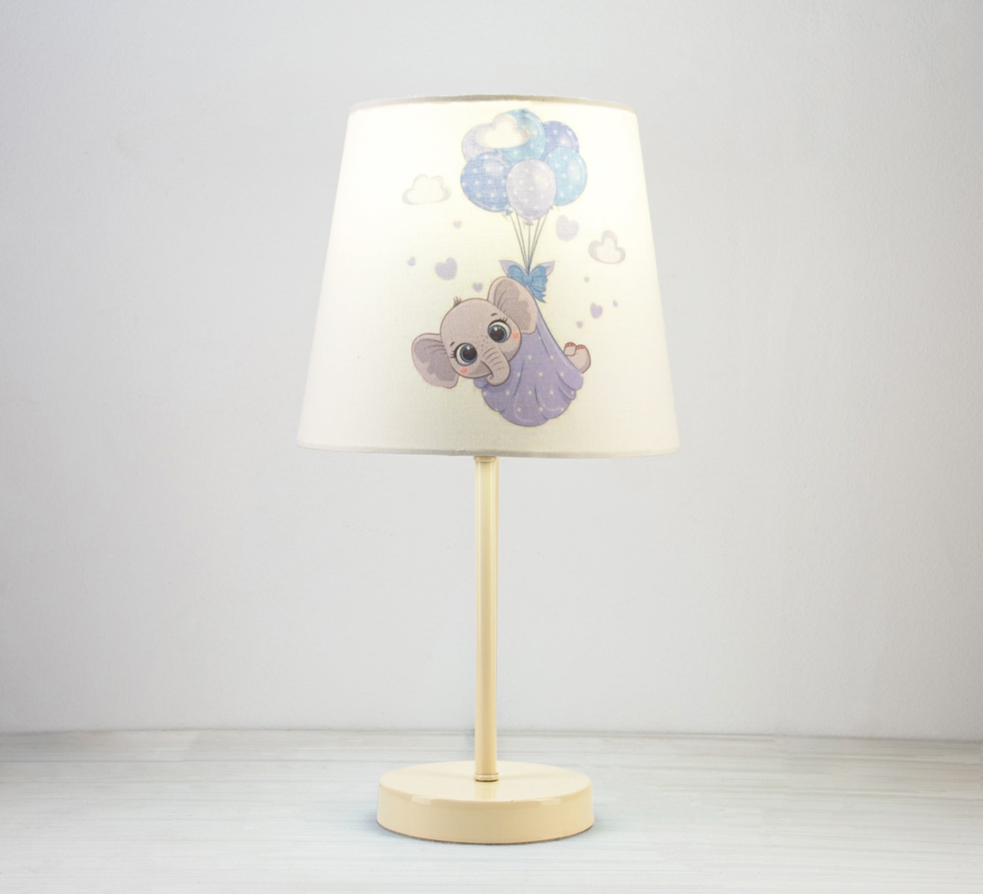 Kids Lamp: Cute Elephant Flying Balloons with Beige Base - Vitrine Furniture - Lighting