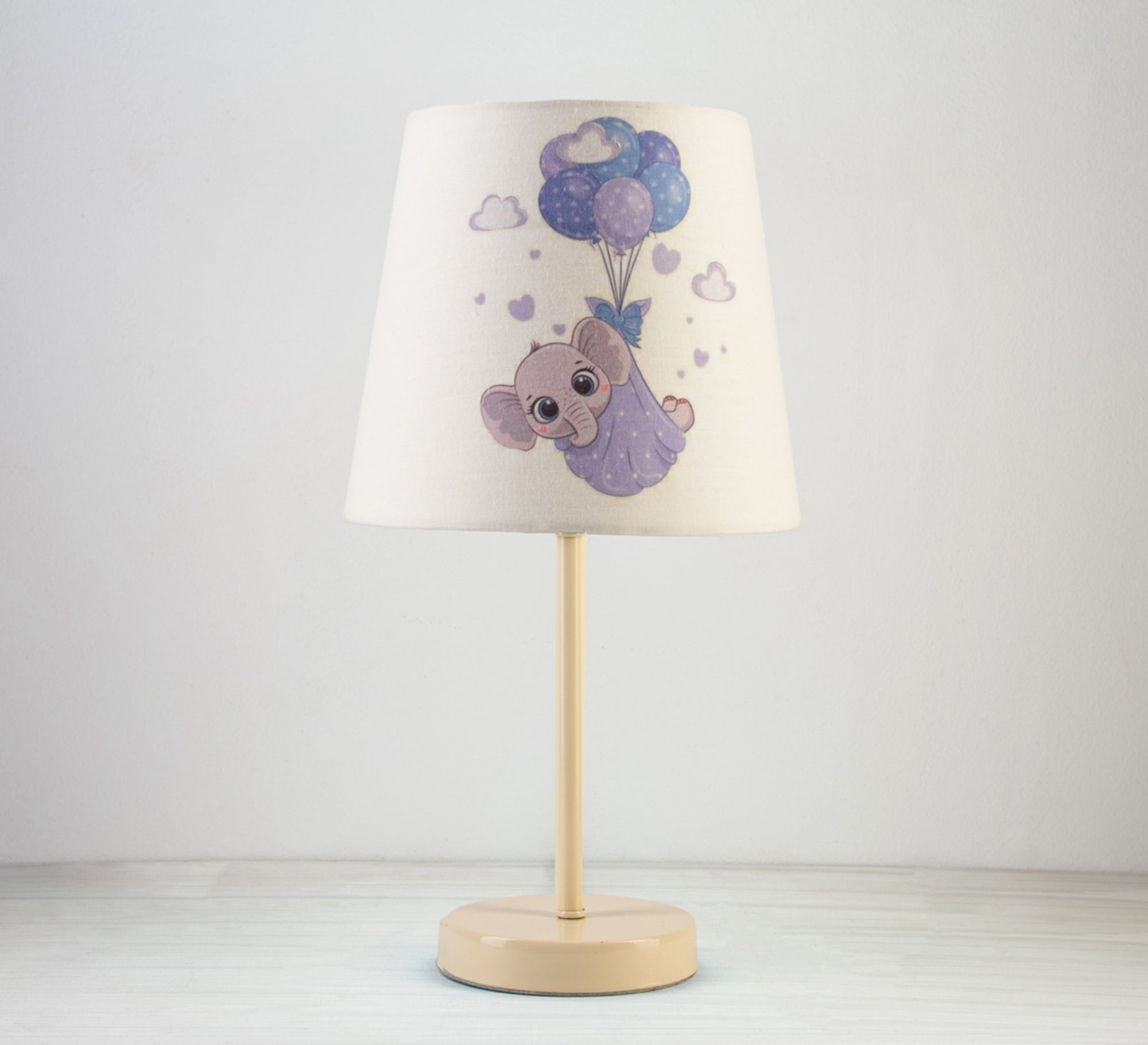 Kids Lamp: Cute Elephant Flying Balloons with Beige Base - Vitrine Furniture - Lighting