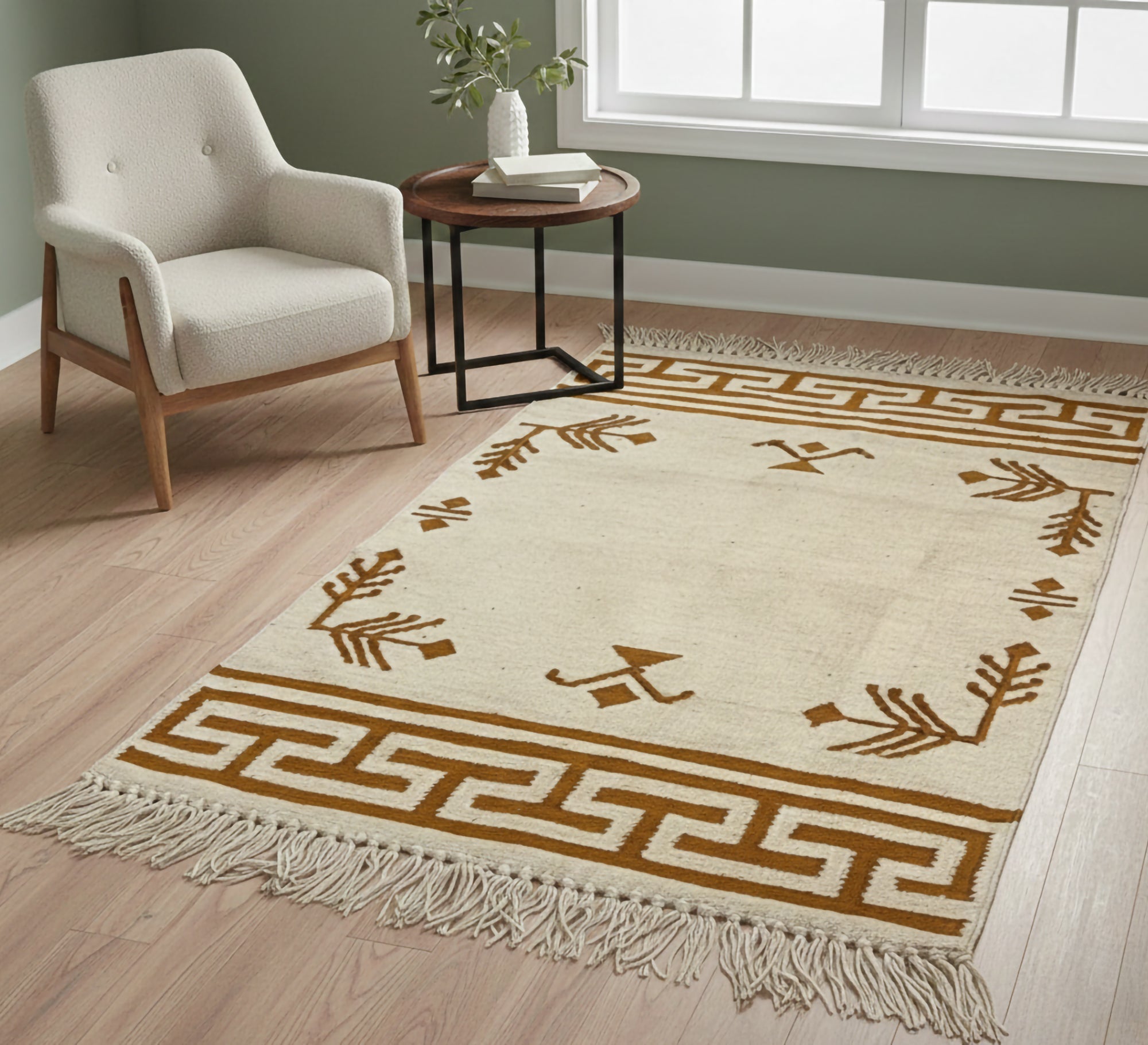 Kilim rug woven with warm geometric patterns - Vitrine Furniture - Accessories